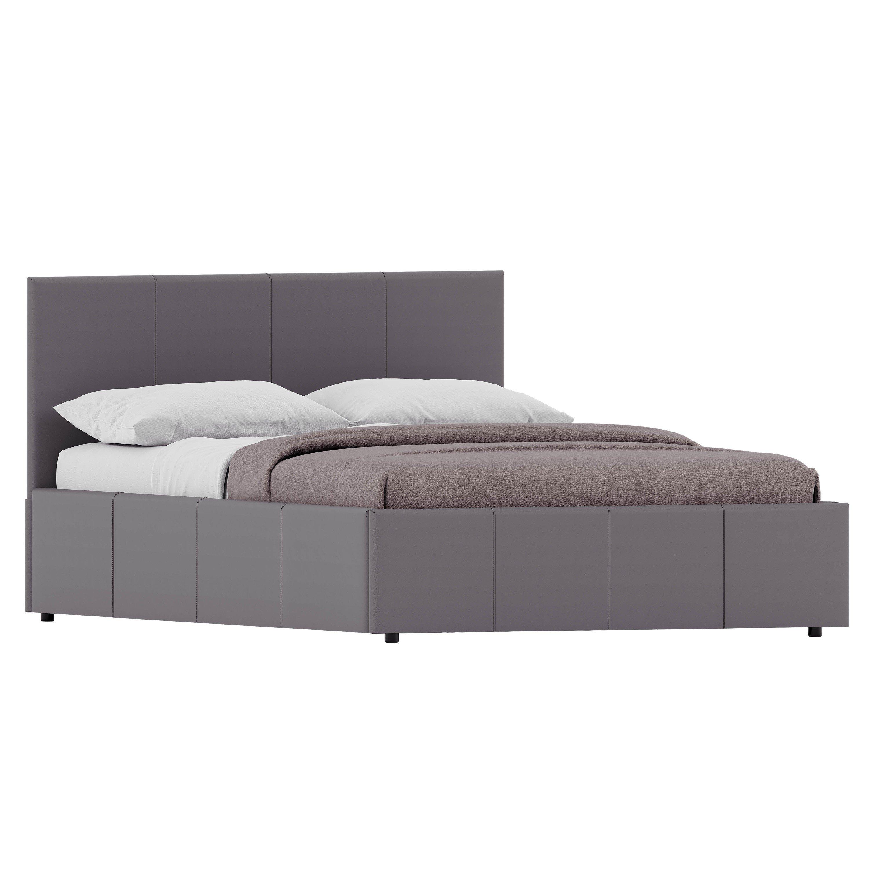 Grey - Lassic - Lisbon Double Ottoman Faux Leather Bed UKFR - 9