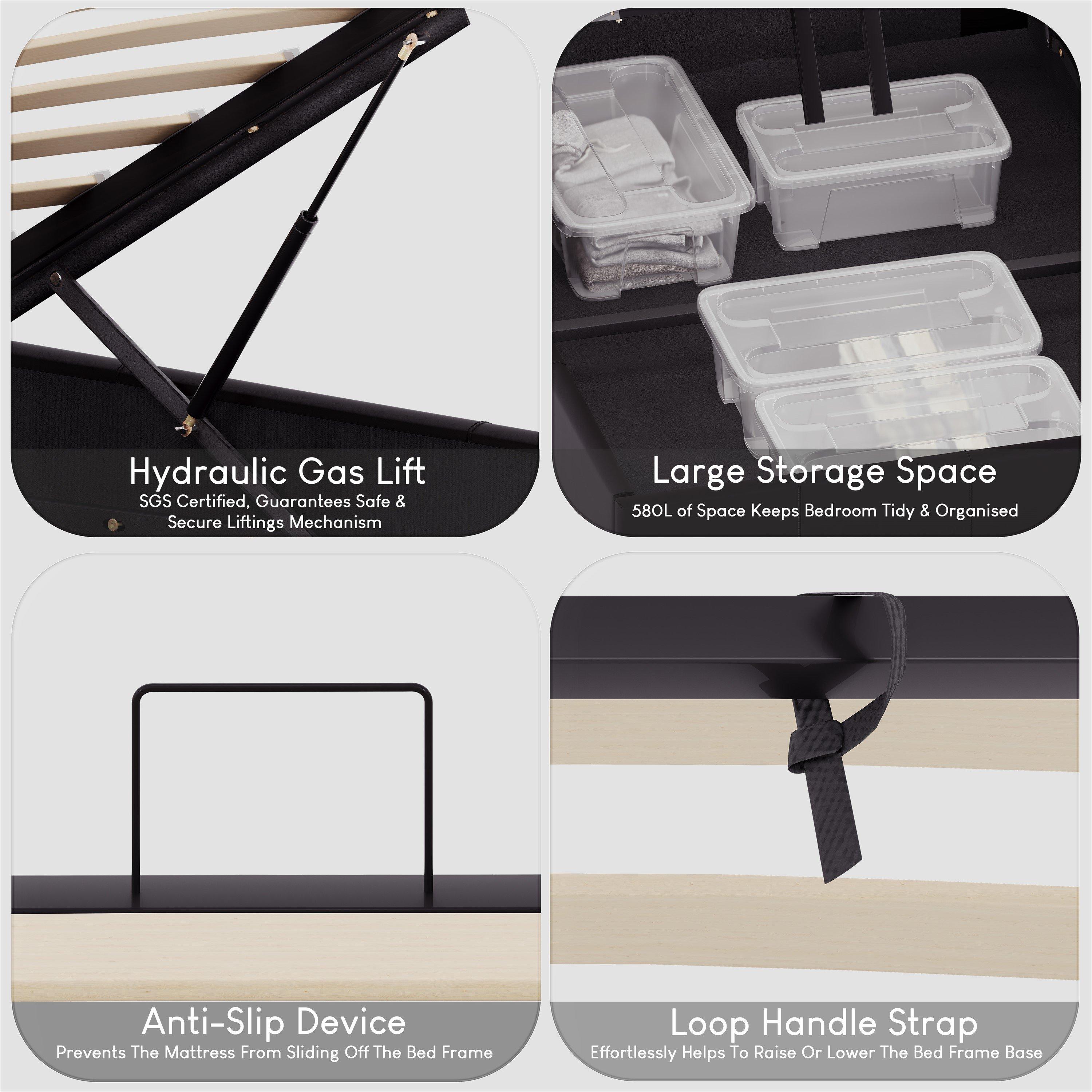 Brown - Lassic - Lisbon Double Ottoman Faux Leather Bed UKFR - 4