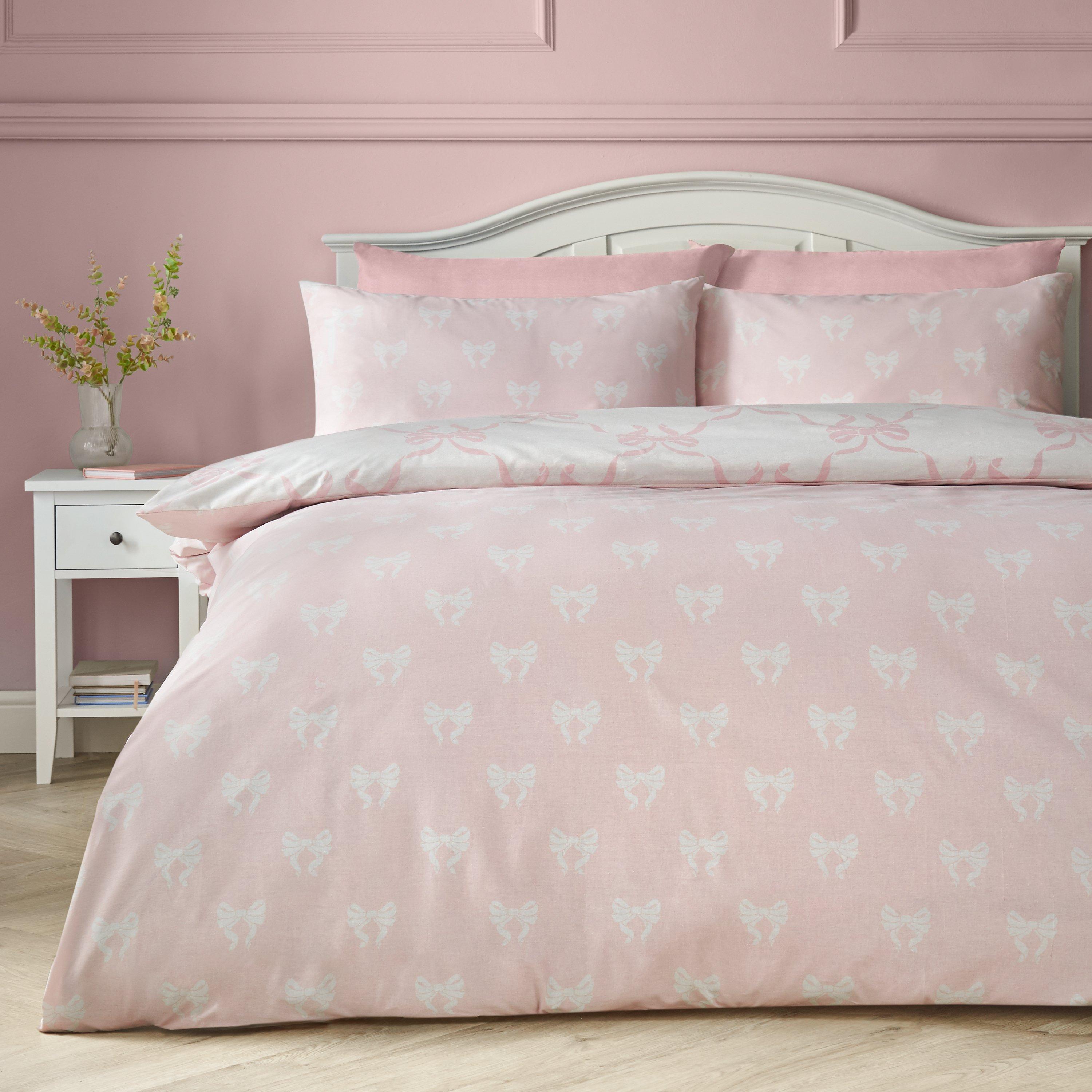 Pink - Catherine Lansfield - Pretty Bows Reversible Duvet Cover Set - 2