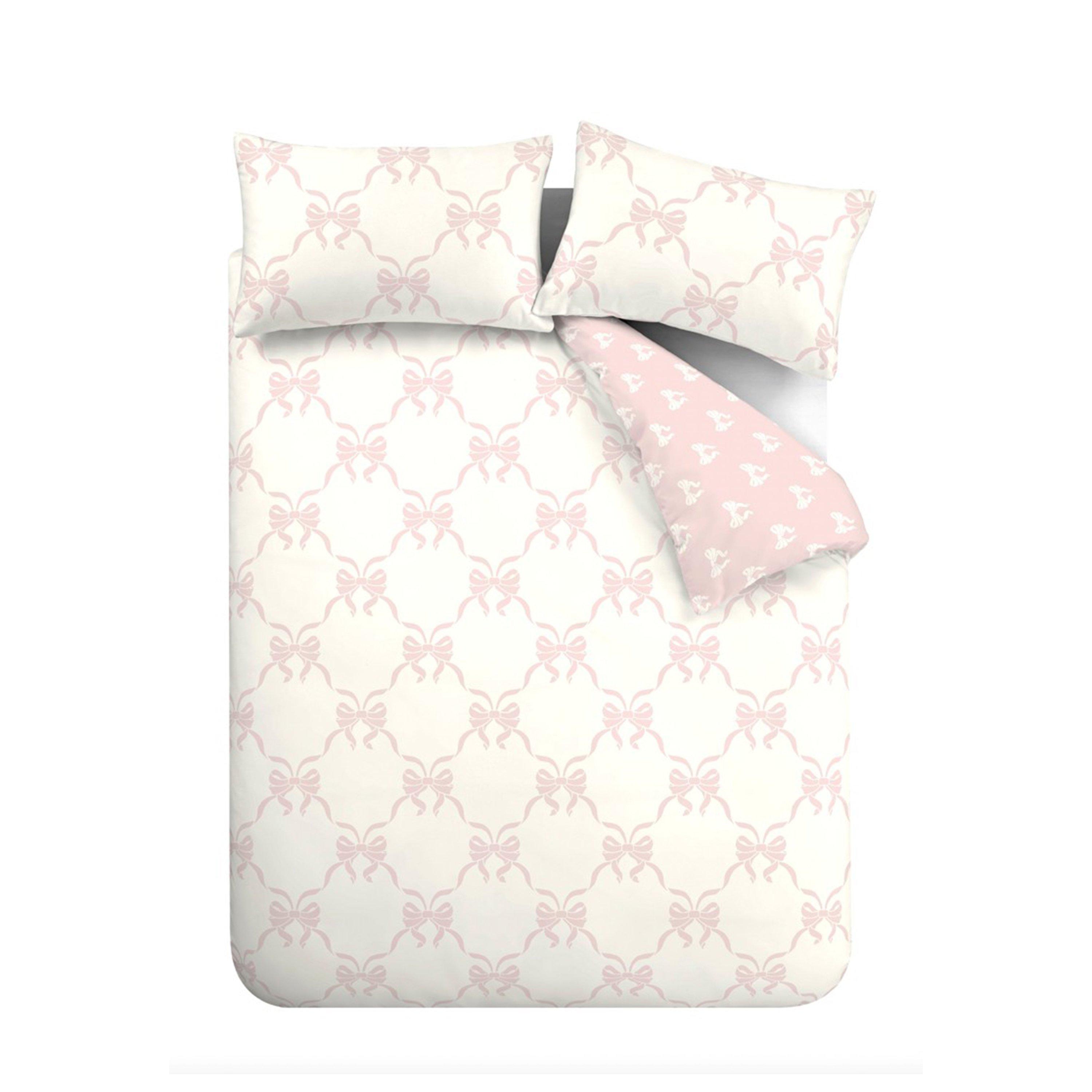 Pink - Catherine Lansfield - Pretty Bows Reversible Duvet Cover Set - 5