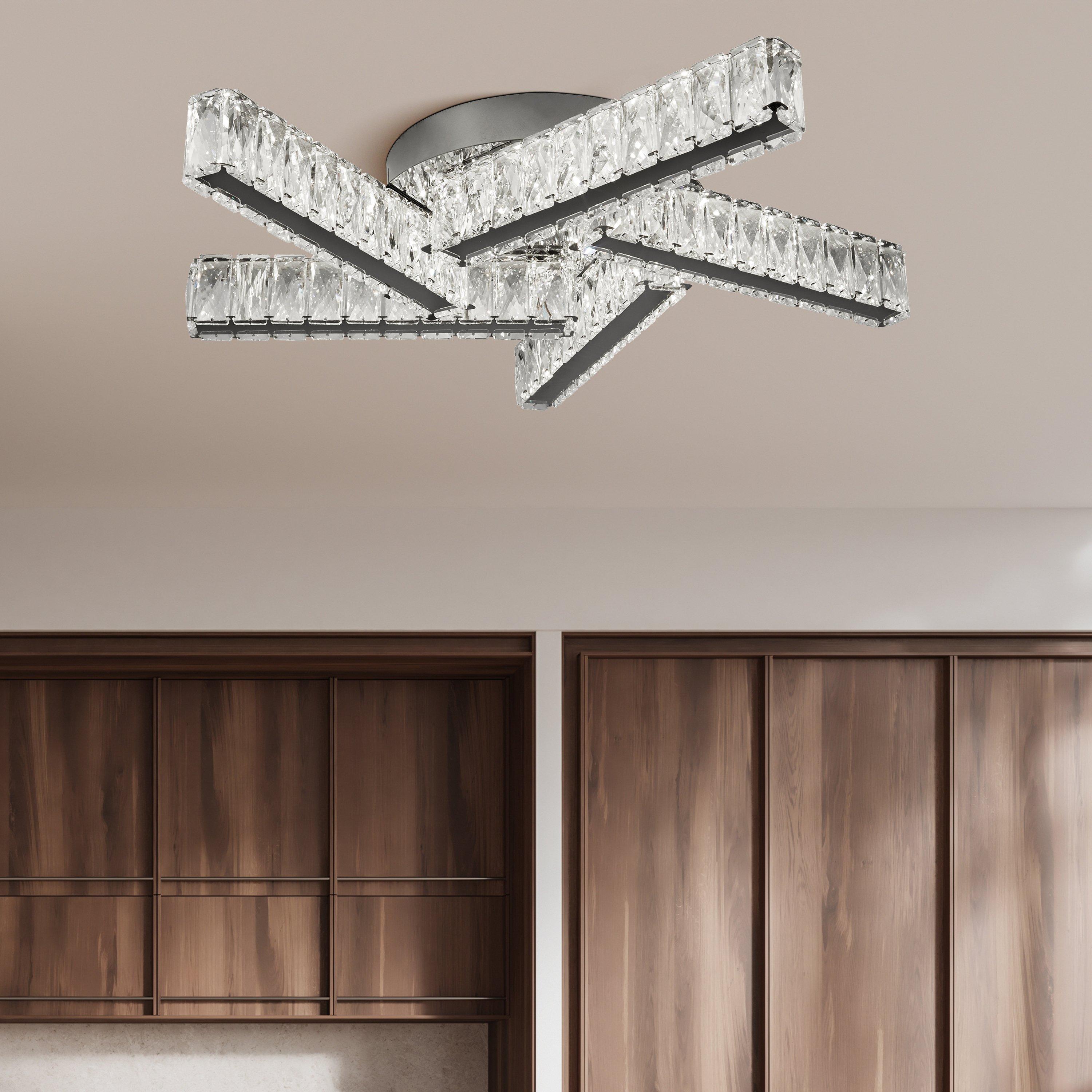 Lighting Collection Mirage 5Lt LED Flush - Chrome & Clear Glass