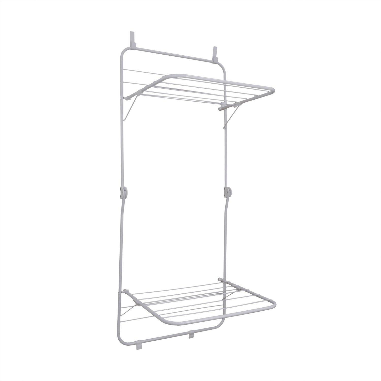 White - JVL - 2 Tier Over Door Clothes Airer Drying Rack-8.5 - 1