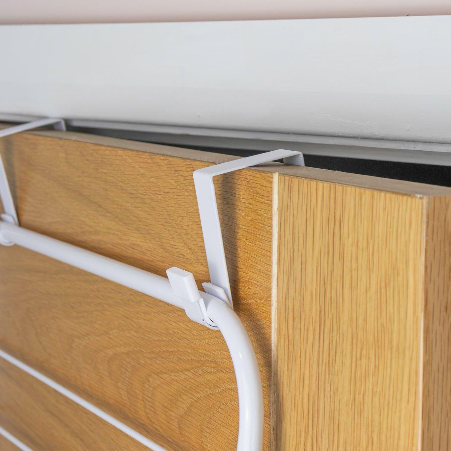 White - JVL - 2 Tier Over Door Clothes Airer Drying Rack-8.5 - 6