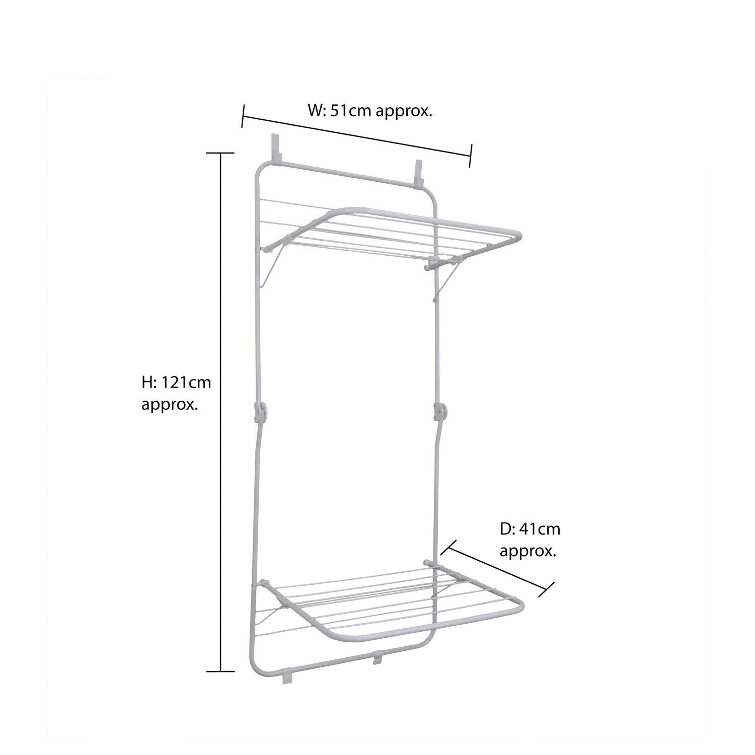 White - JVL - 2 Tier Over Door Clothes Airer Drying Rack-8.5 - 9