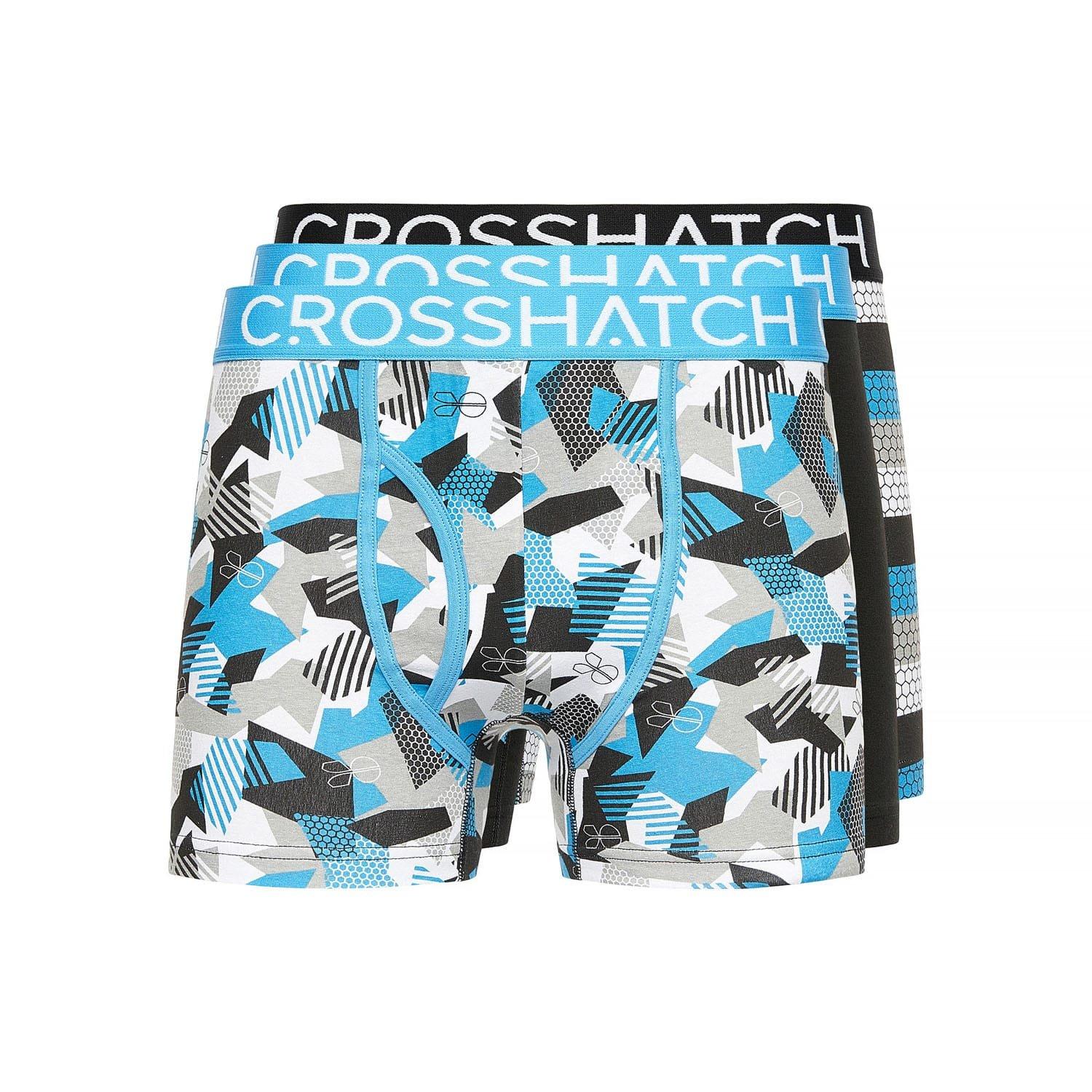 Blue - Crosshatch - 3 Pack of Crystaline Boxers - 1