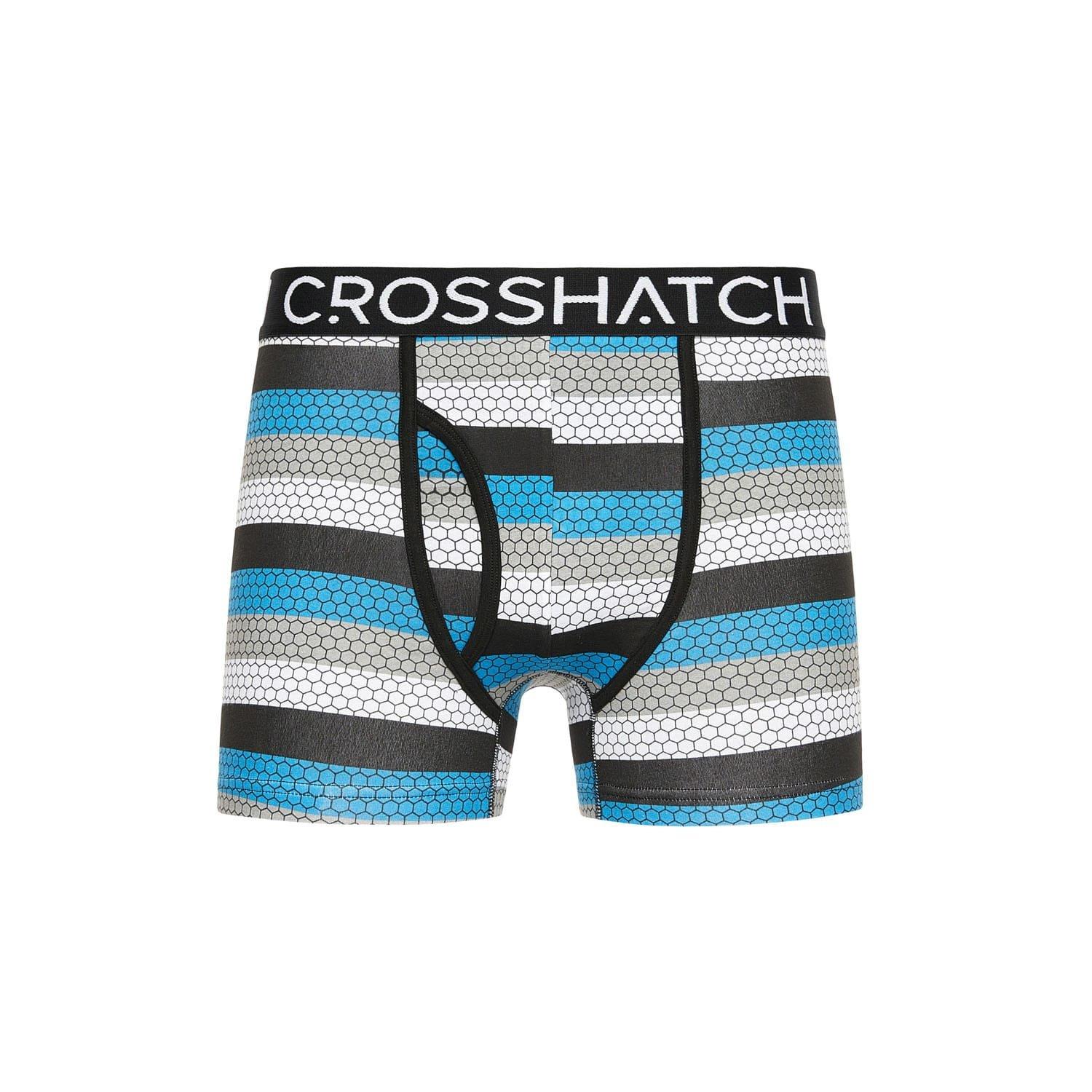 Blue - Crosshatch - 3 Pack of Crystaline Boxers - 3