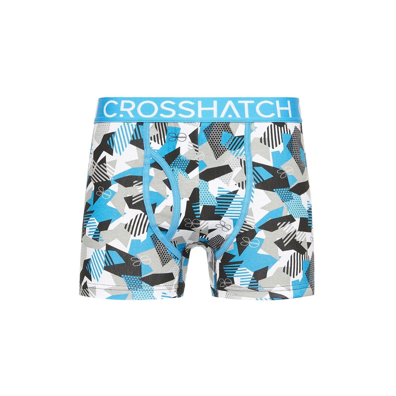 Blue - Crosshatch - 3 Pack of Crystaline Boxers - 4