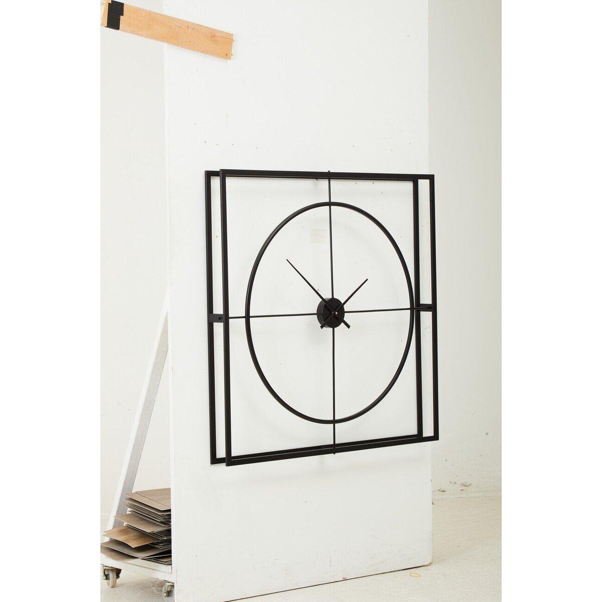 Black - Premier Housewares - Trinity 105cm Dia Black Finish Wall Clock - 1