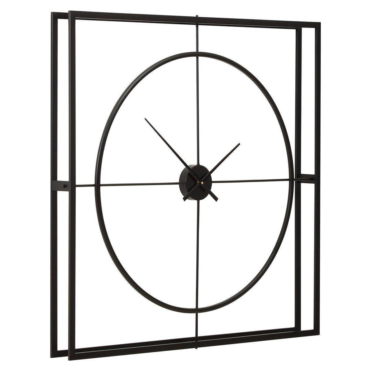 Black - Premier Housewares - Trinity 105cm Dia Black Finish Wall Clock - 6