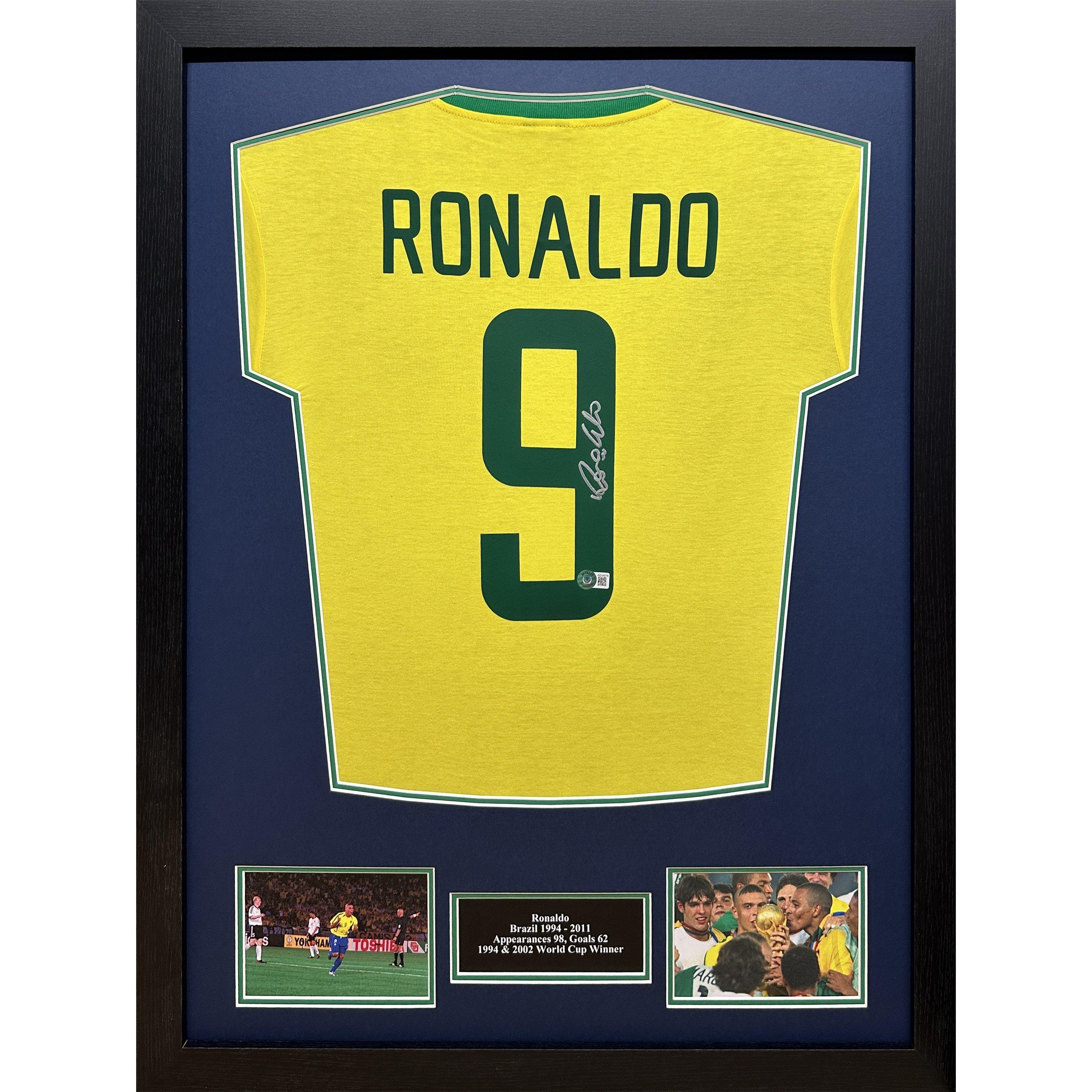 Yellow - AllStarSignings Ltd - Ronaldo Nazario signed & framed Brazil shirt