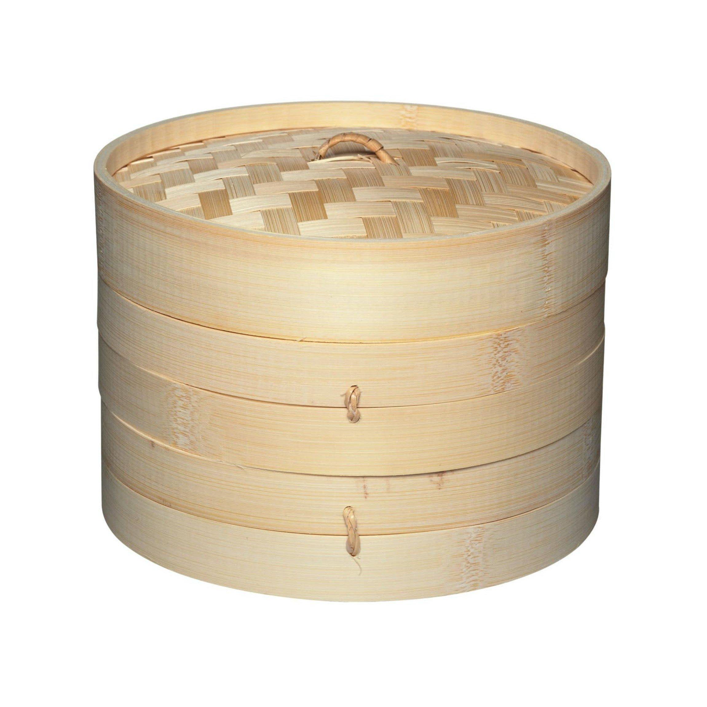 Kitchencraft  Two Tier Bamboo Steamer And Lid - Assorted - 20x14.5cm