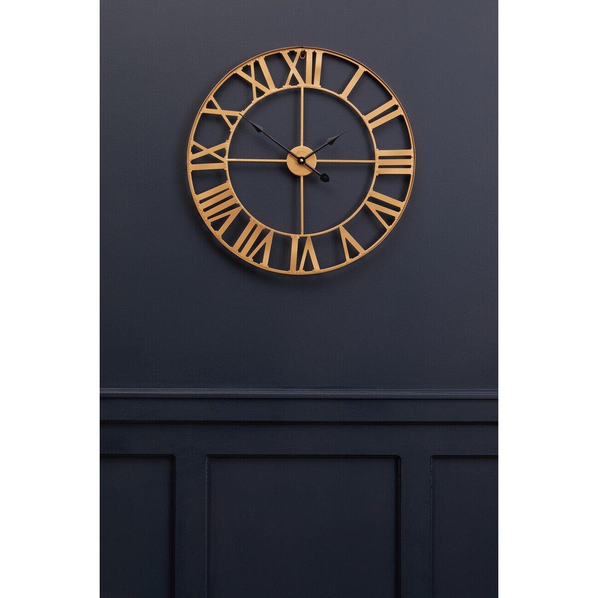 Gold - Premier Housewares - Genova 60cm Dia Large Gold Metal Wall Clock - 1