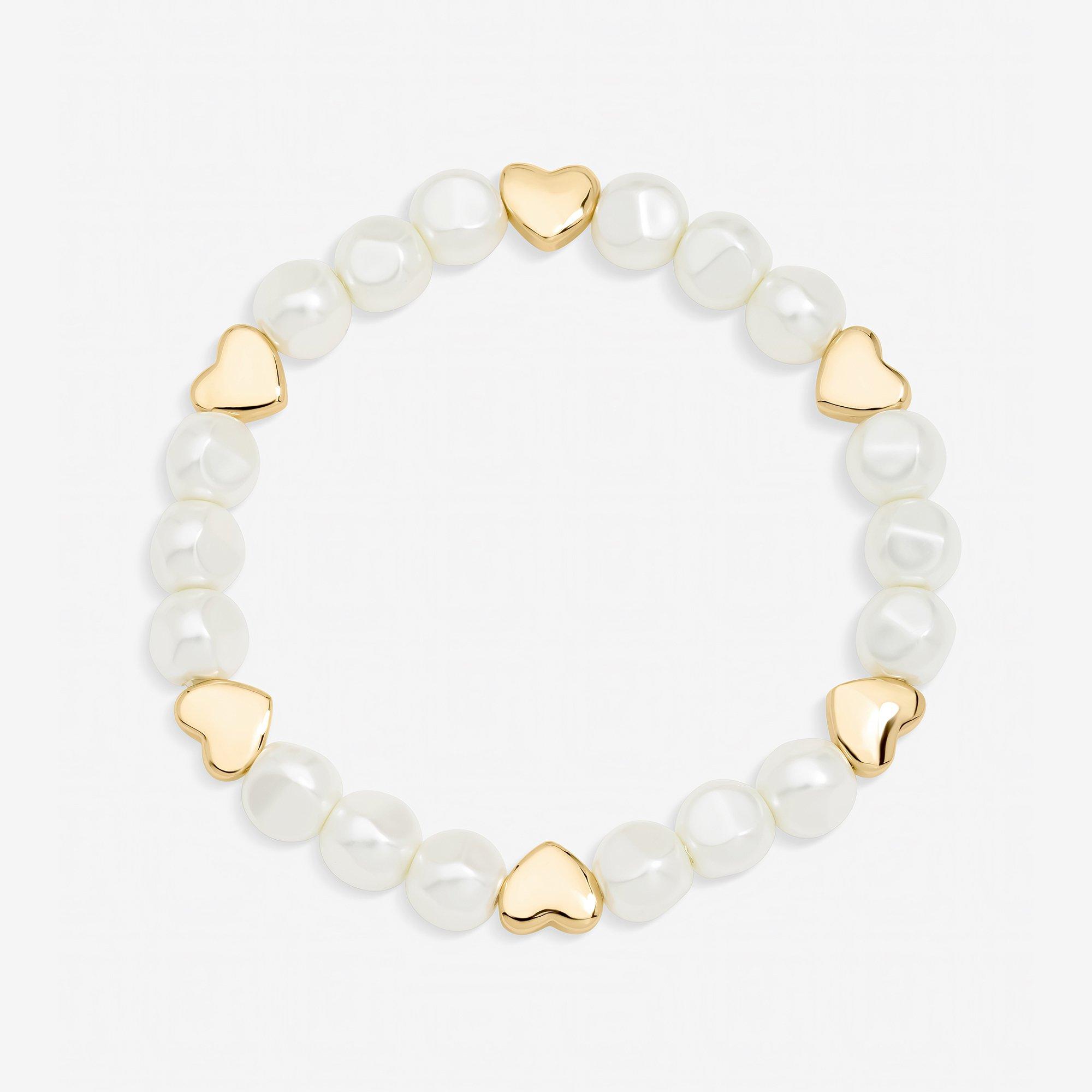 Silver - Jon Richard - Gold Plated Pearl and Polished Heart Bracelet