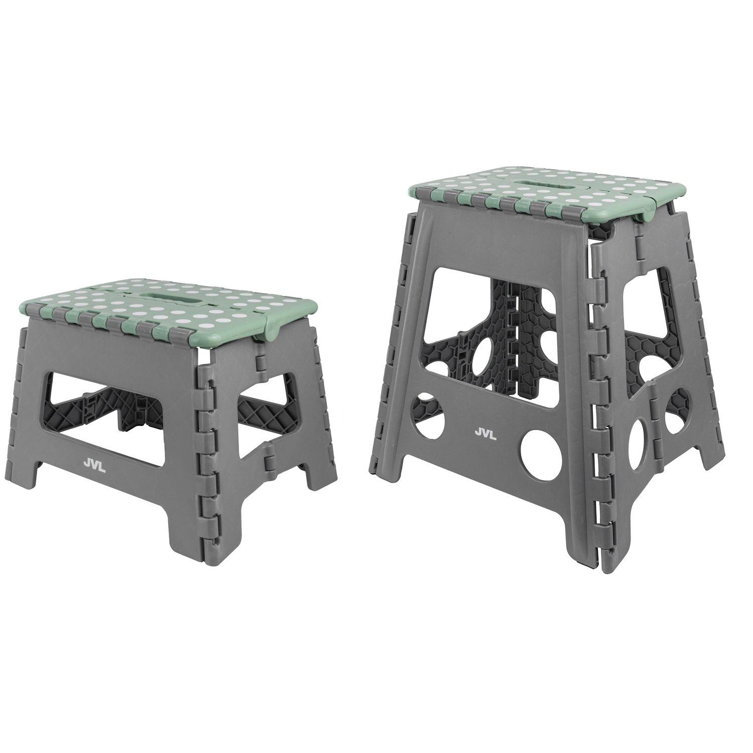 Grey - JVL - JVL Folding Step Stool Set - Small and Large - Grey - 1
