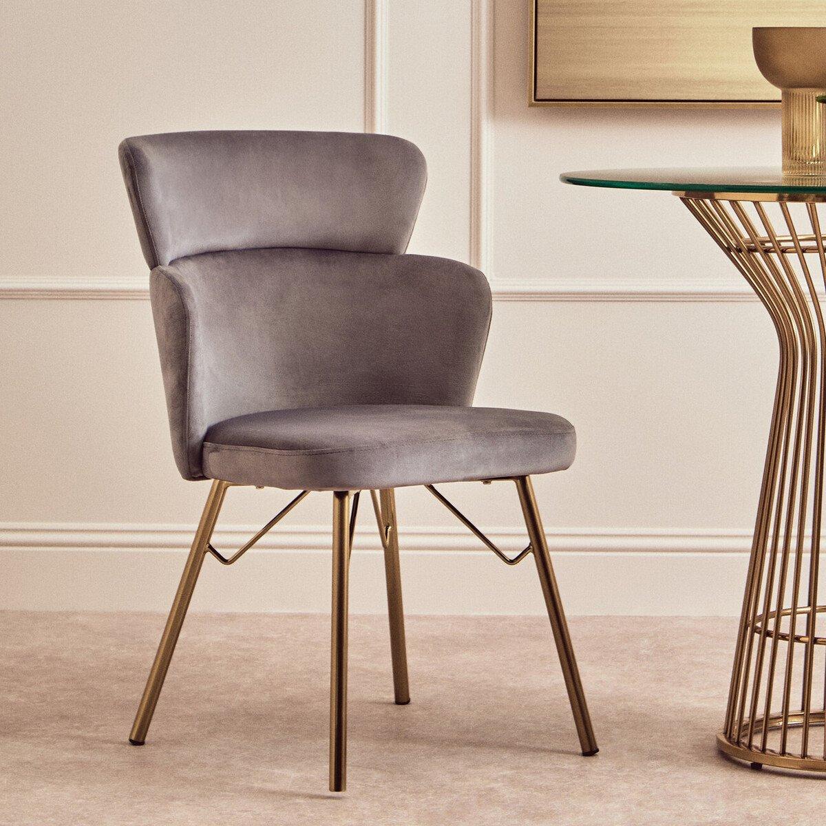 Interiors By Premier  Veneto Velvet Chair Grey
