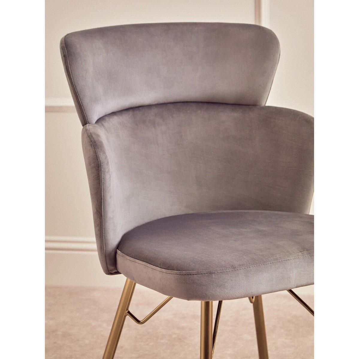 Grey - Interiors by Premier - Veneto Grey Velvet Chair - 5