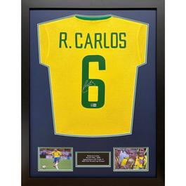 AllStarSignings Ltd Roberto Carlos signed & framed Brazil shirt