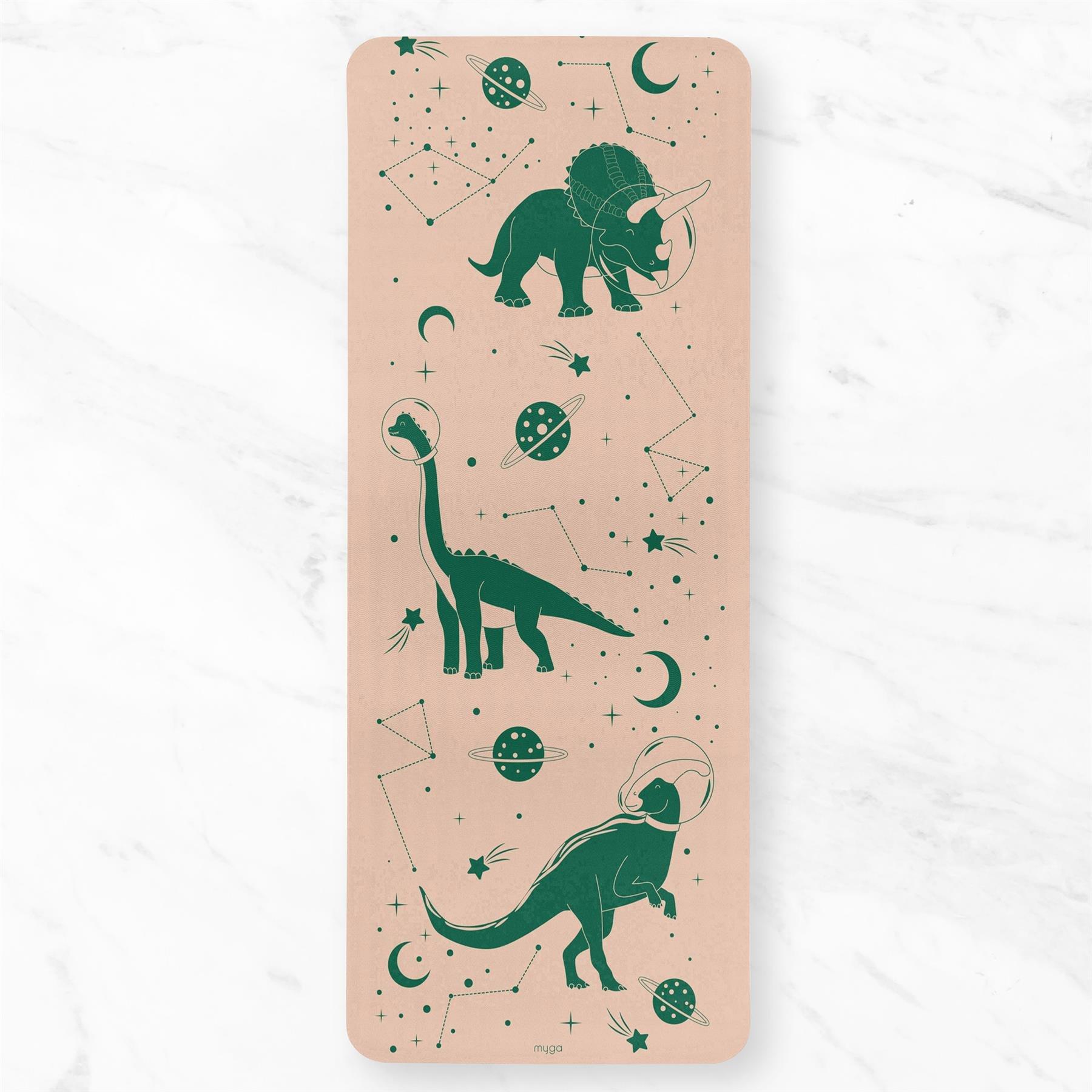 ¿Space Dinosaur - Myga - Silk Print Kids Yoga Mat - 1