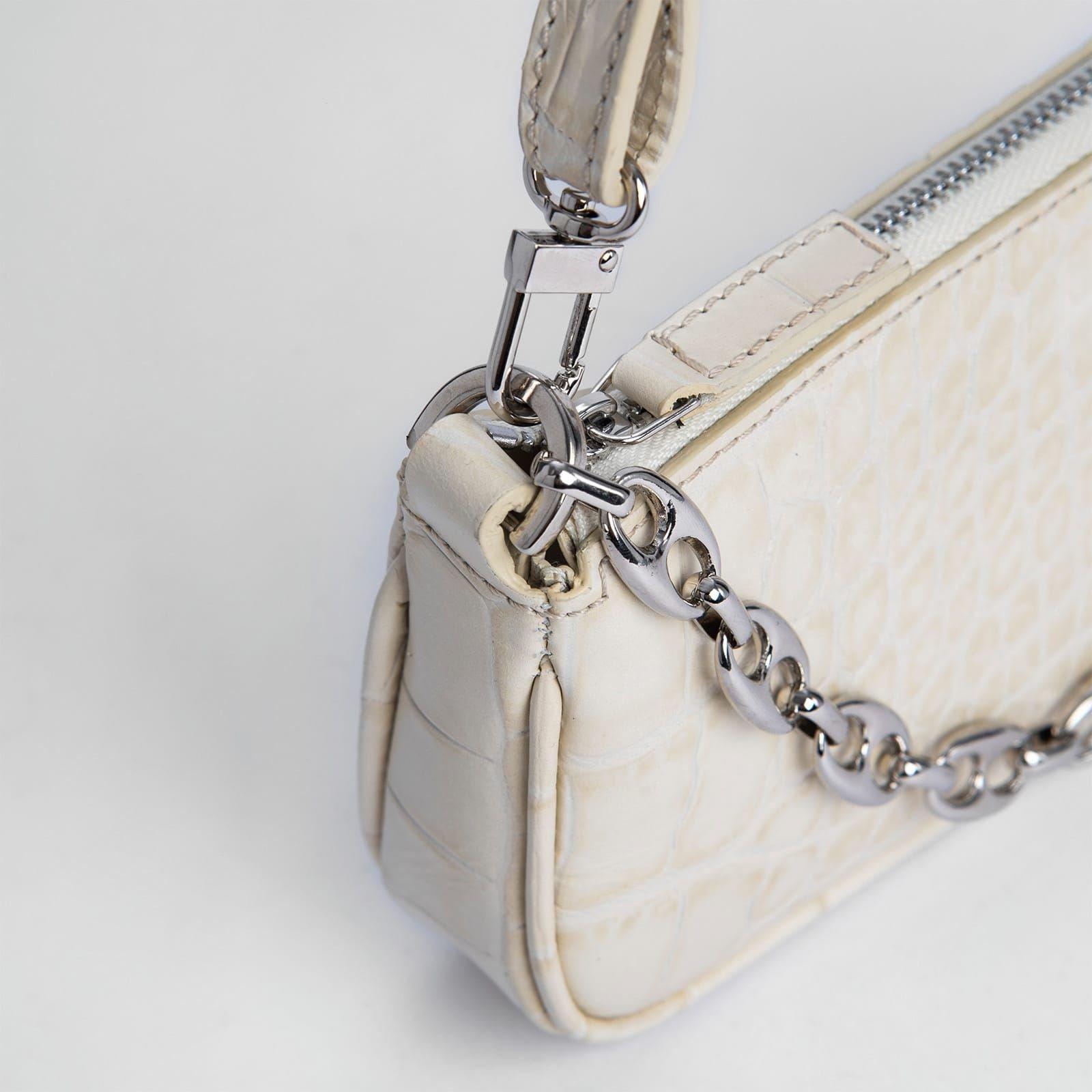 Cream - By Far - Mini Rachel Croco Bag - 4