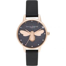 Olivia Burton Ladies Rainbow Lucky Bee Midi Vegan Black Watch