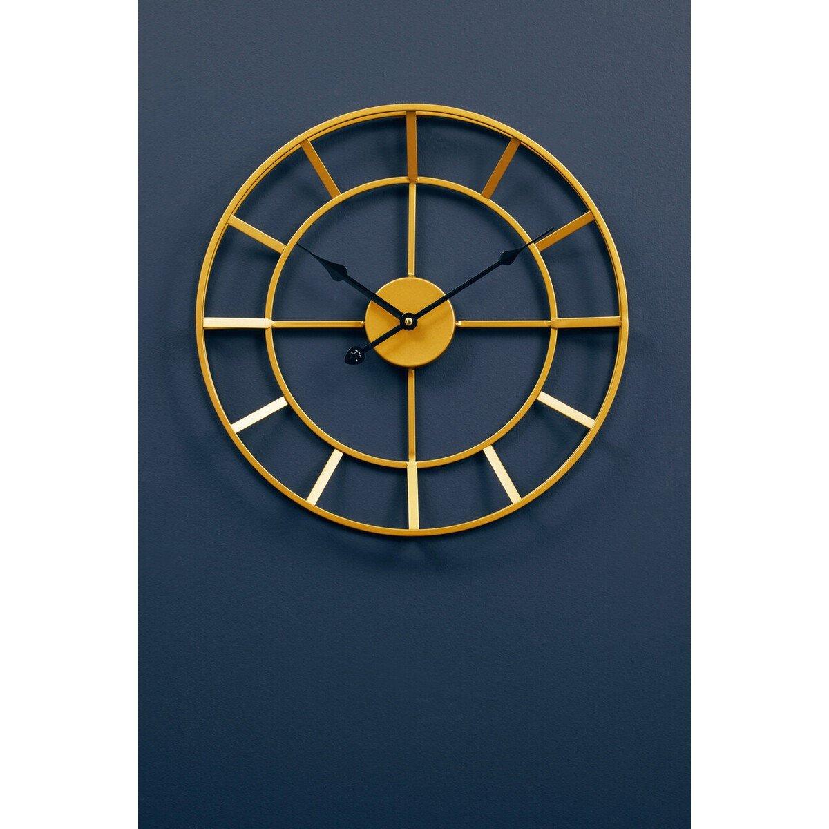 Gold - Premier Housewares - Kent 40cm Dia Small Gold Finish Metal Wall Clock - 1