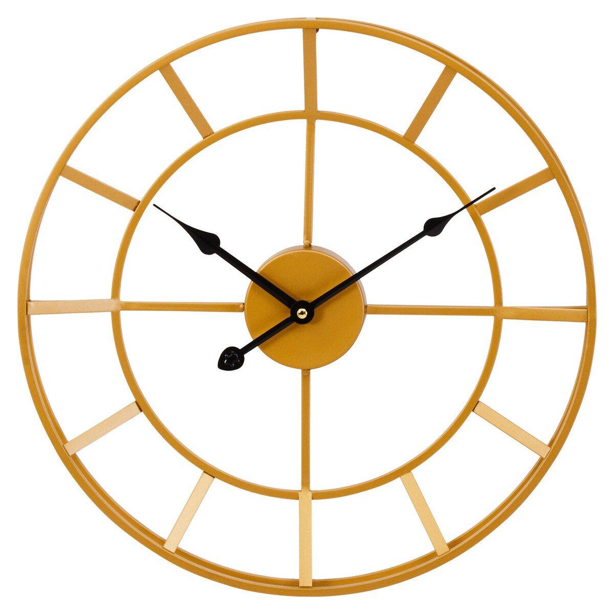 Gold - Premier Housewares - Kent 40cm Dia Small Gold Finish Metal Wall Clock - 5