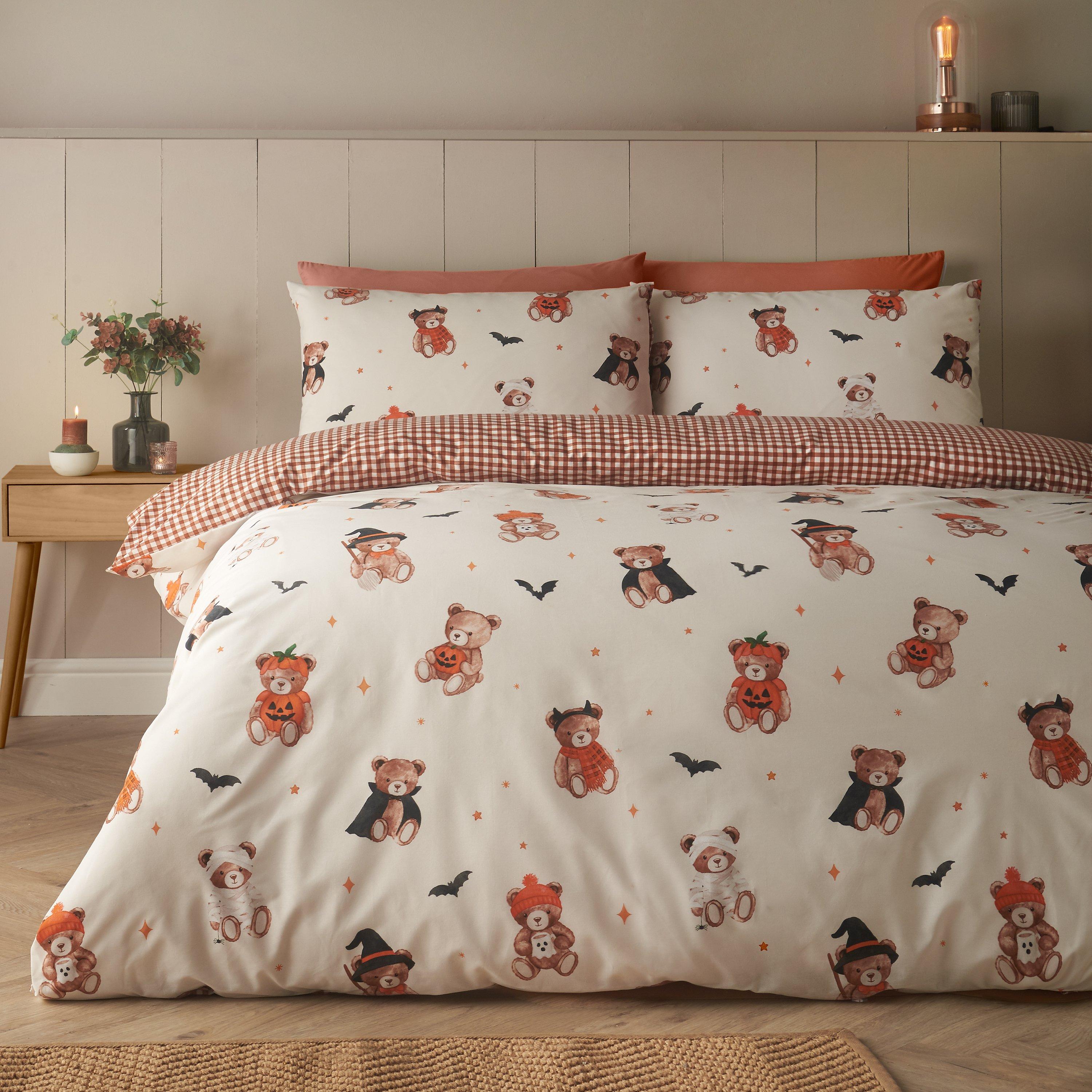 Cream - Catherine Lansfield - Scare Bears Reversible Duvet Cover Set - 1