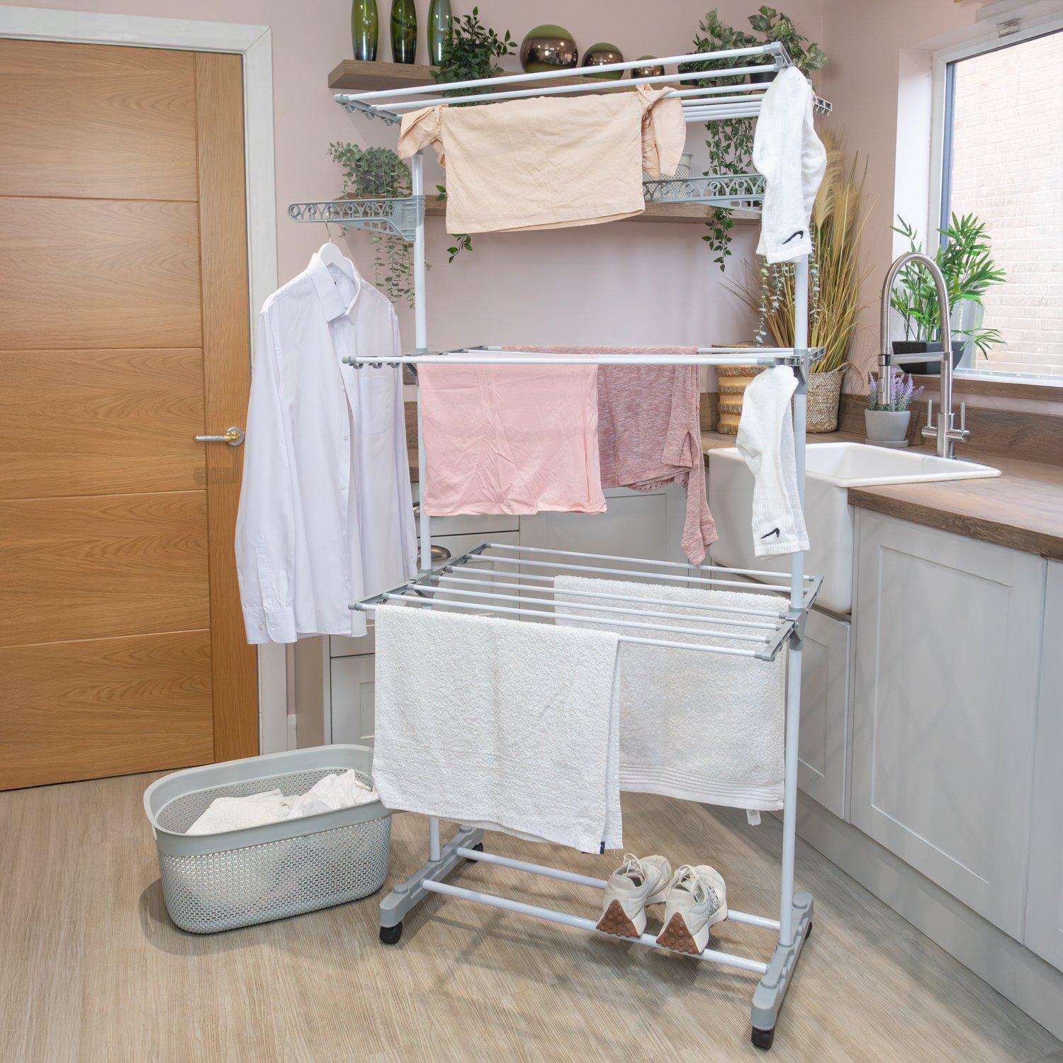 White - JVL - Foldable 3 Tier Drying Rack - 21M White - 2