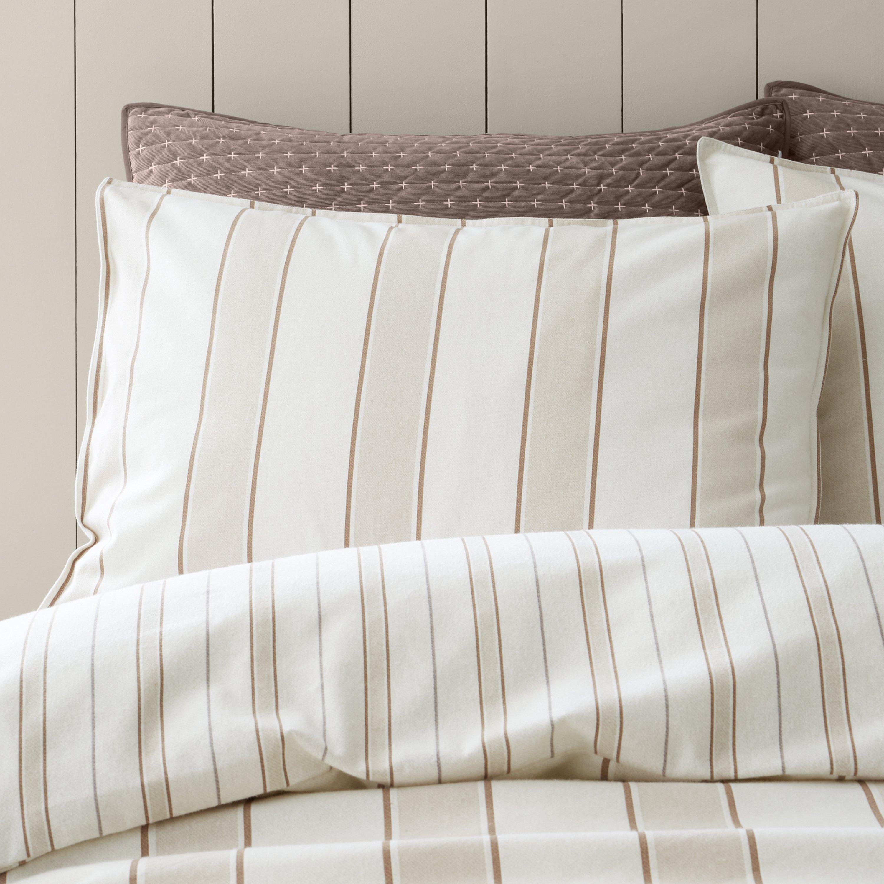 Natural - Bianca - Brushed Regal Stripe Cotton Duvet Cover Set - 3