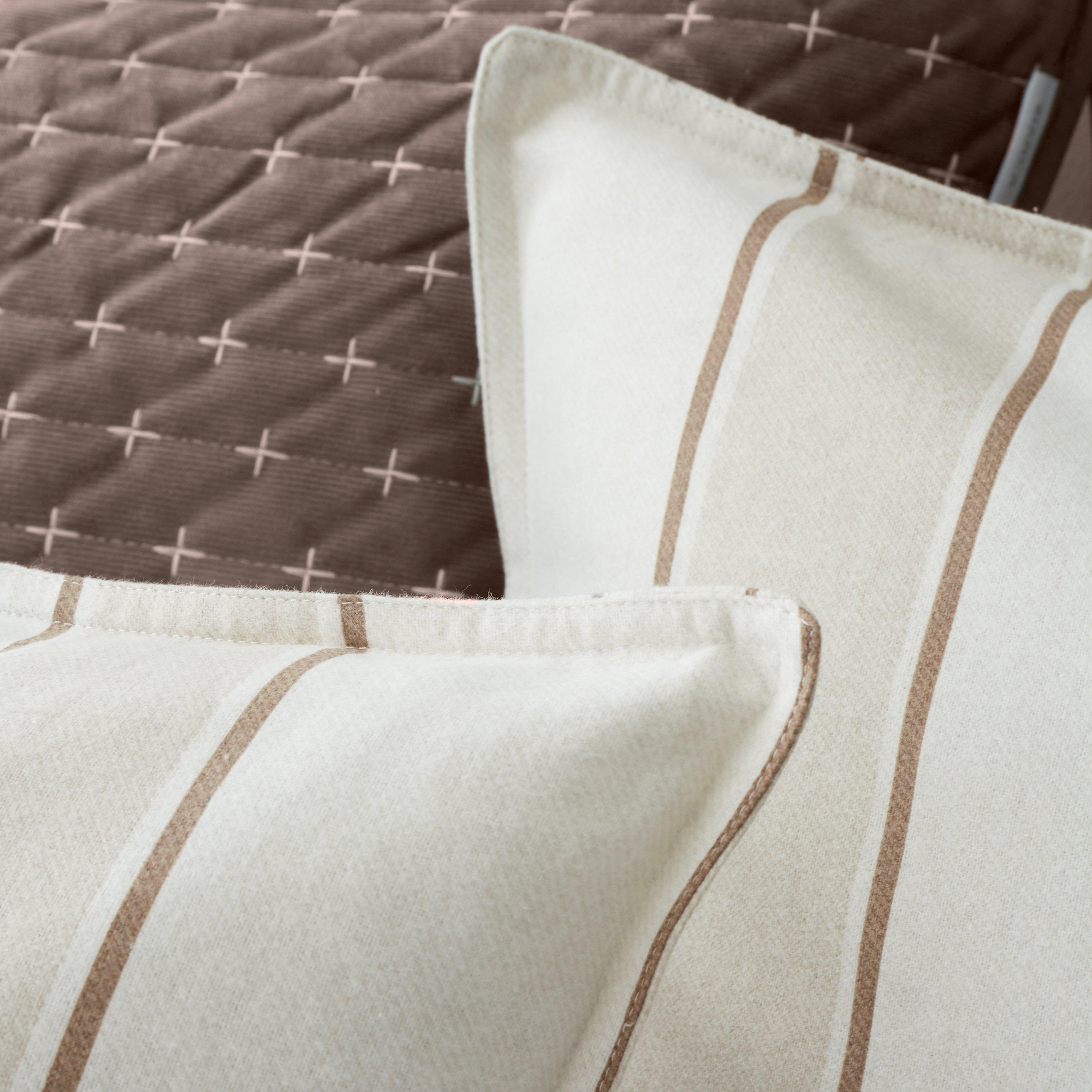 Natural - Bianca - Brushed Regal Stripe Cotton Duvet Cover Set - 4