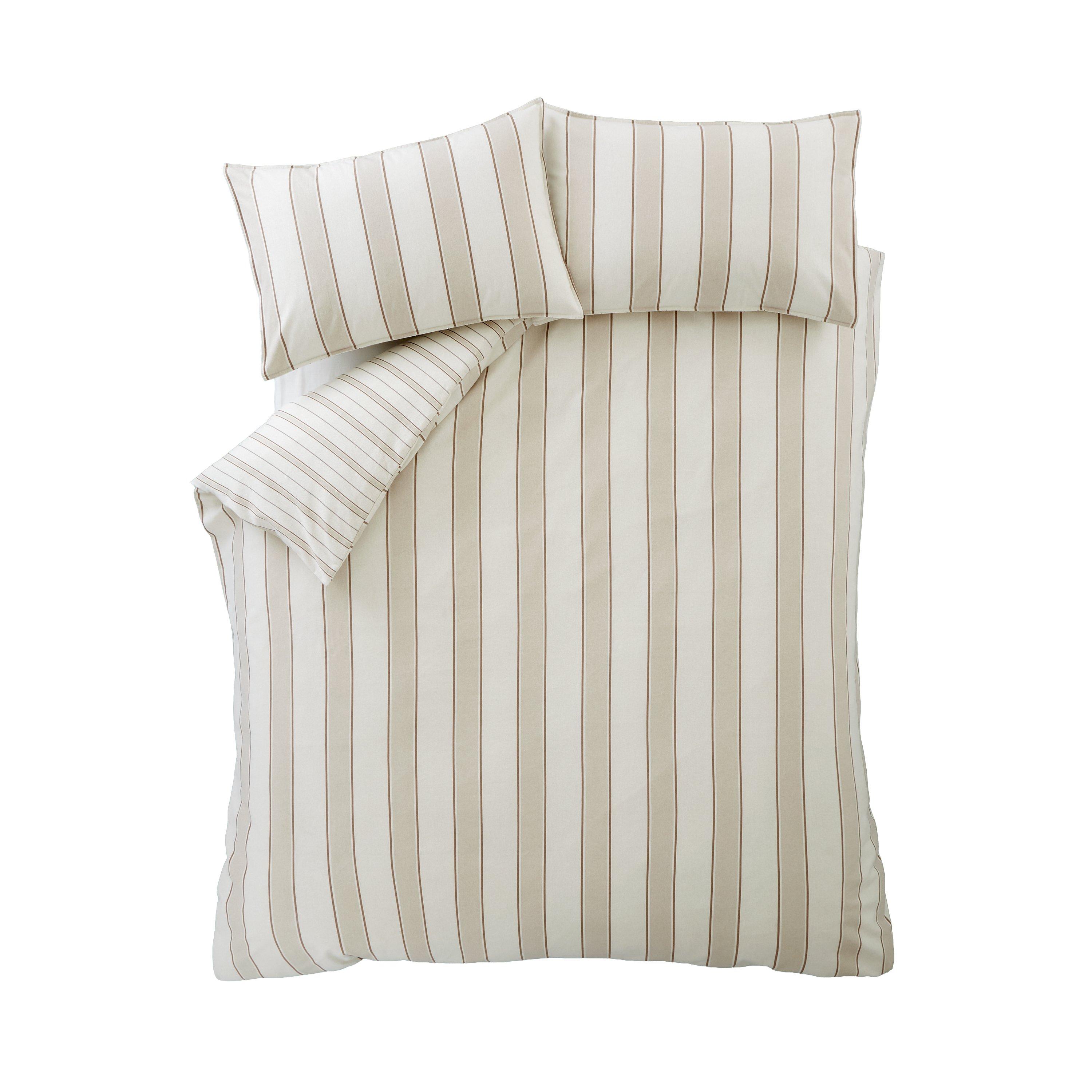 Natural - Bianca - Brushed Regal Stripe Cotton Duvet Cover Set - 6