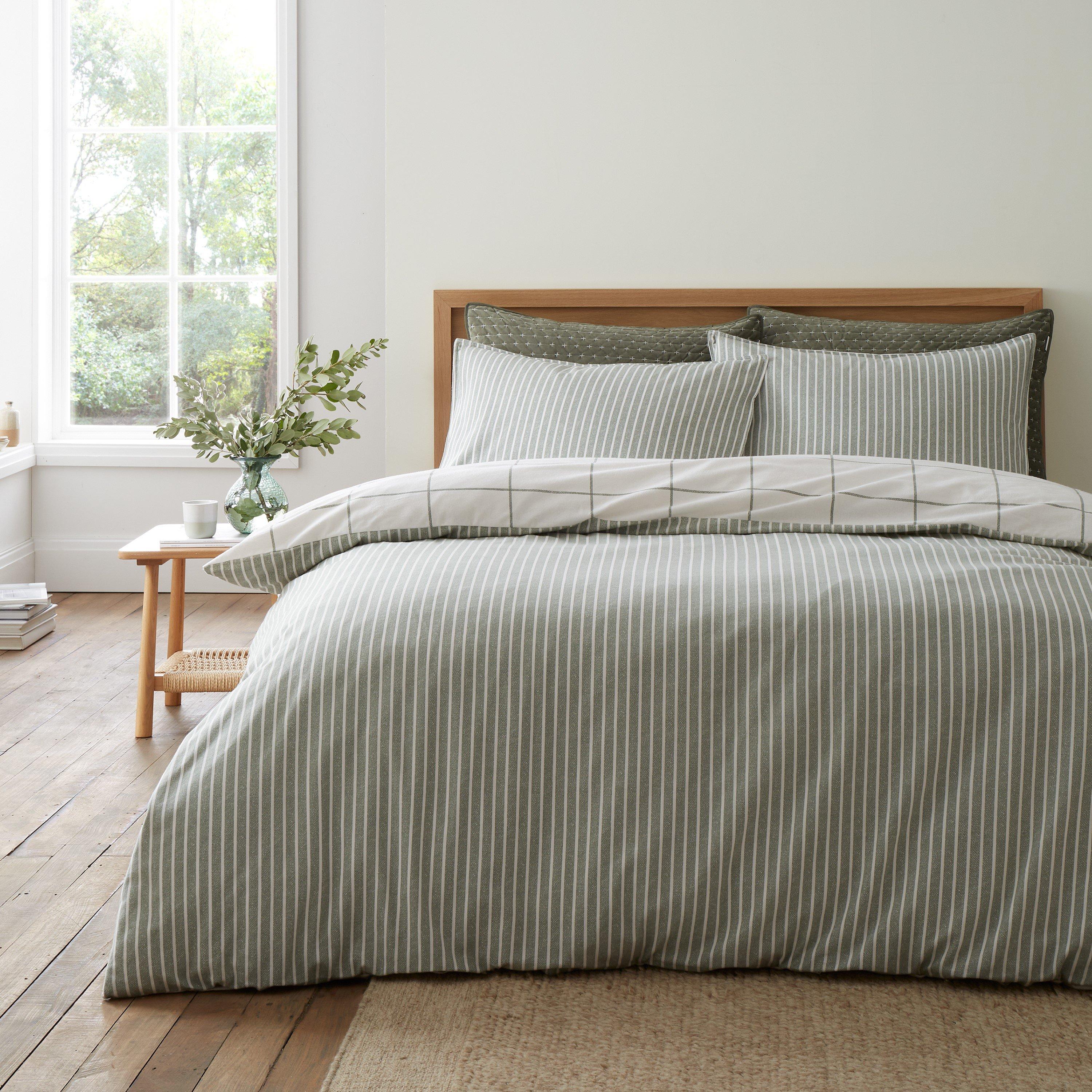 Green - Bianca - Brushed Regal Check Cotton Duvet Cover Set - 2