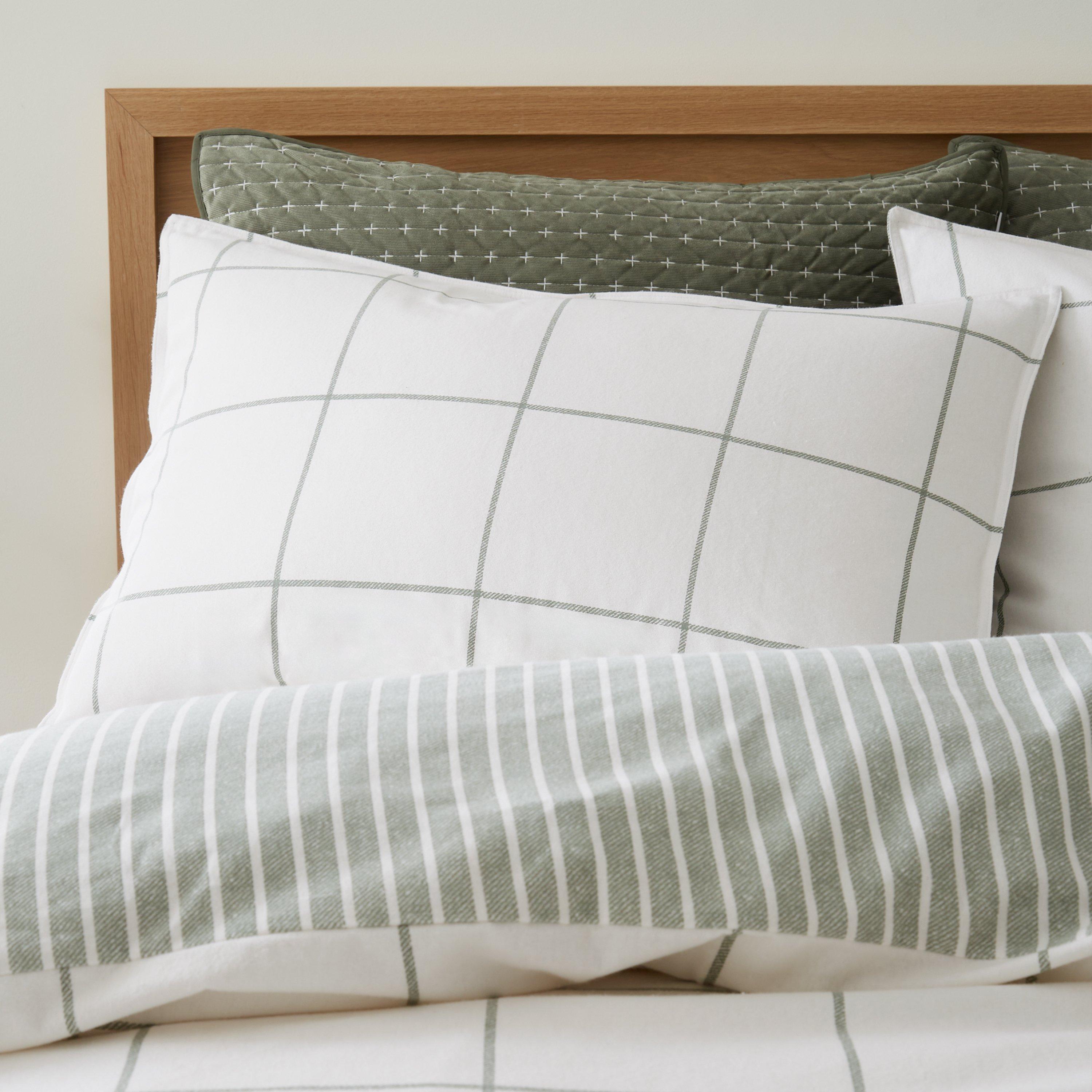 Green - Bianca - Brushed Regal Check Cotton Duvet Cover Set - 3