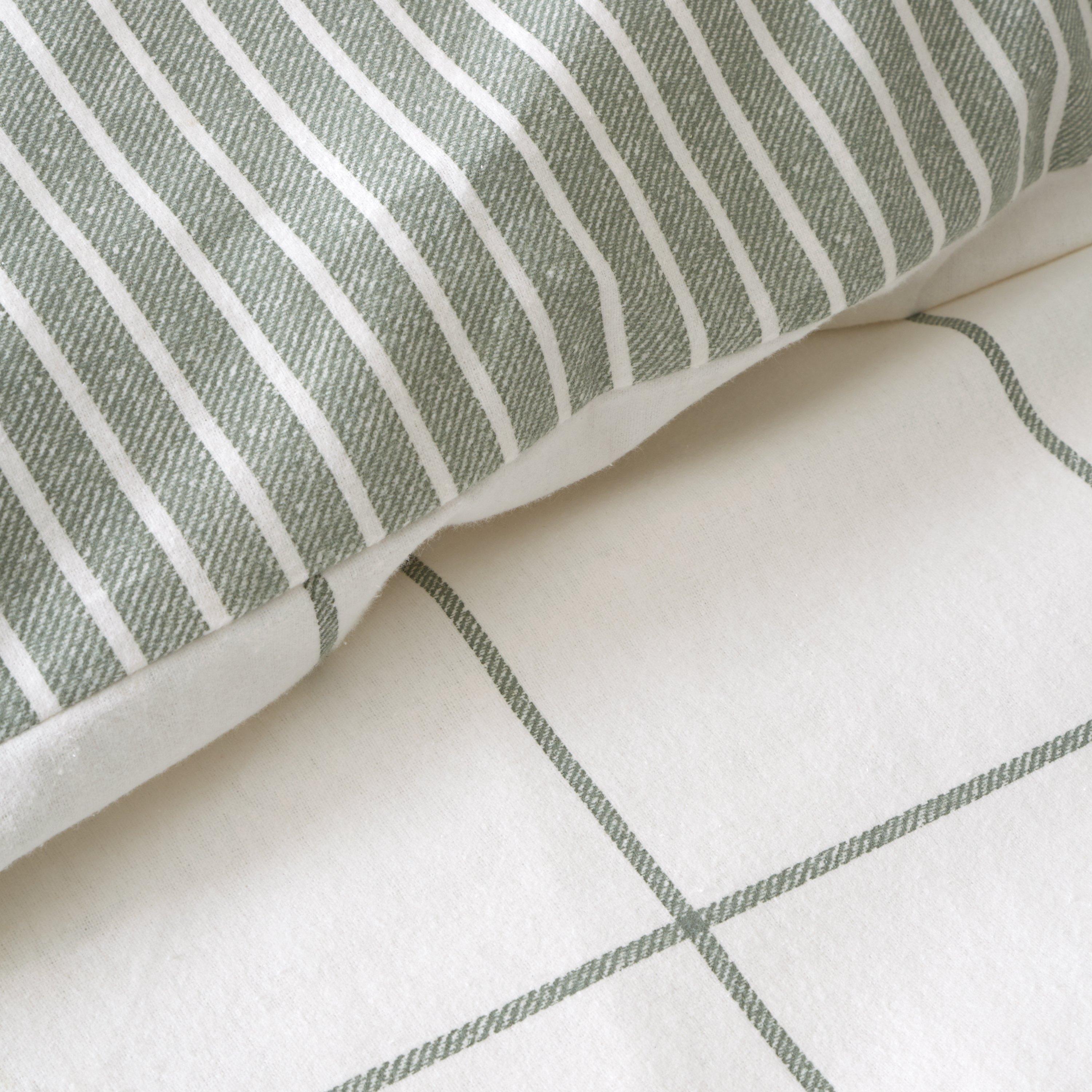 Green - Bianca - Brushed Regal Check Cotton Duvet Cover Set - 5