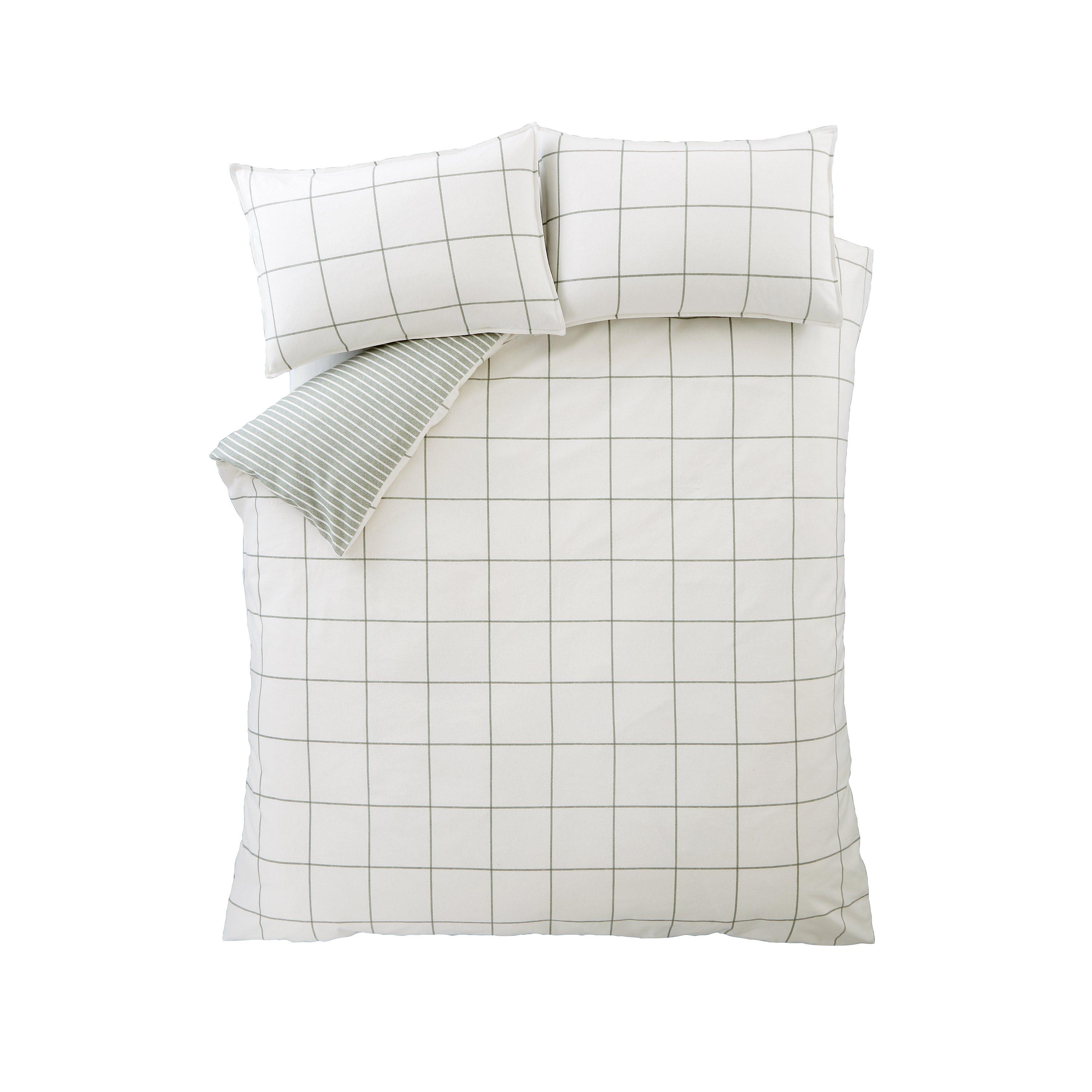 Green - Bianca - Brushed Regal Check Cotton Duvet Cover Set - 6