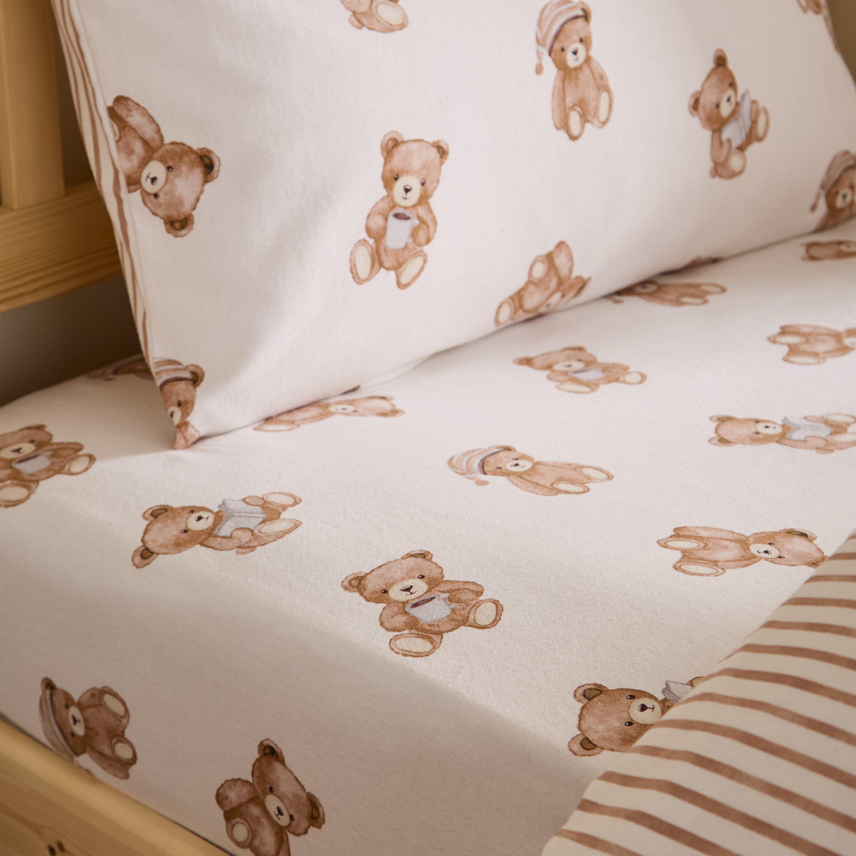 Cream - Catherine Lansfield - Brushed Teddy Bear Cotton Fitted Sheet - 1