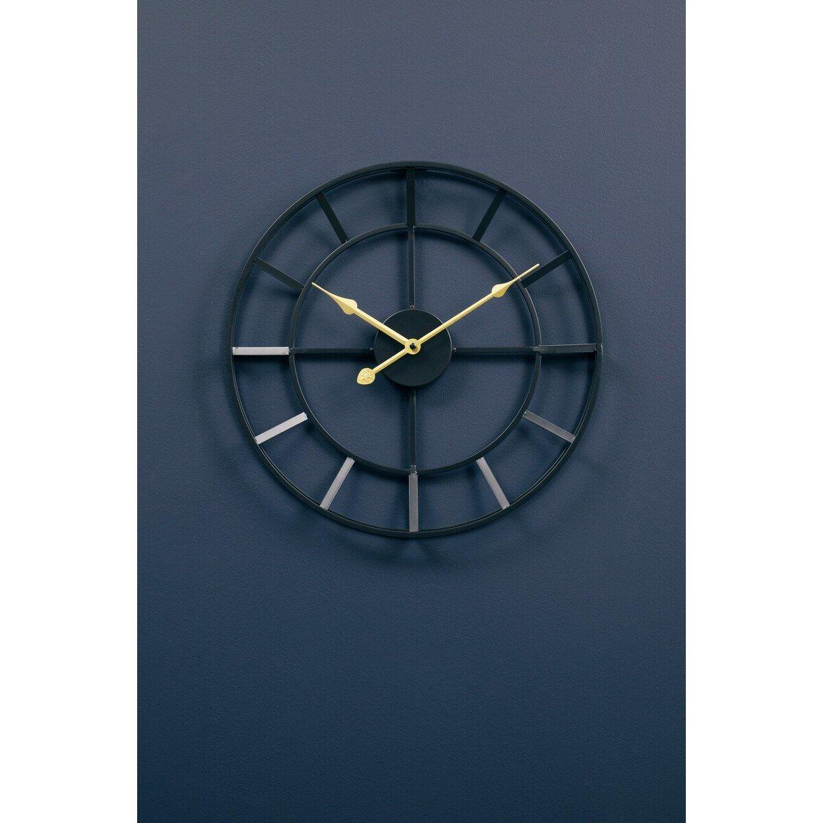 Black Gold - Premier Housewares - Kent 40cm Dia Small Black Finish Metal Wall Clock - 1