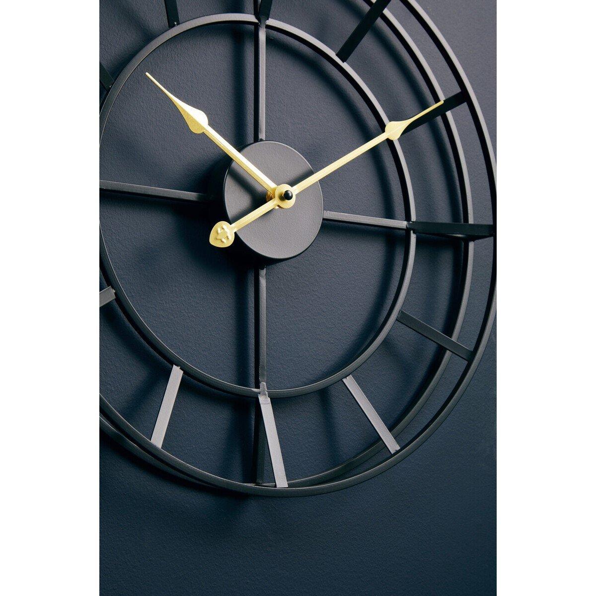 Black Gold - Premier Housewares - Kent 40cm Dia Small Black Finish Metal Wall Clock - 2
