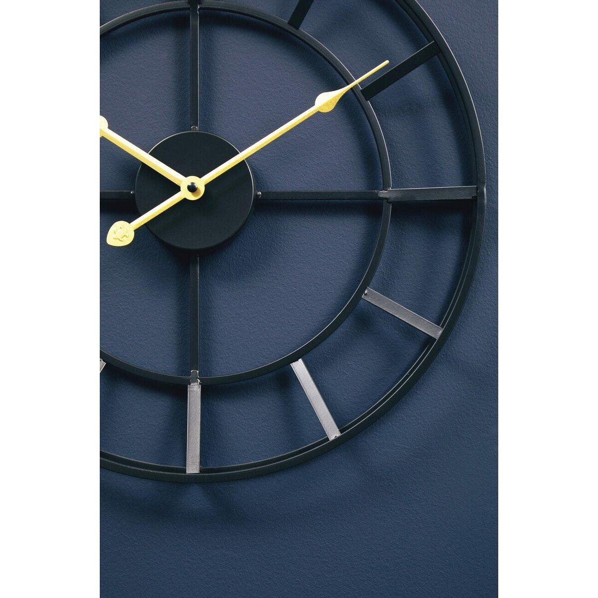 Black Gold - Premier Housewares - Kent 40cm Dia Small Black Finish Metal Wall Clock - 4