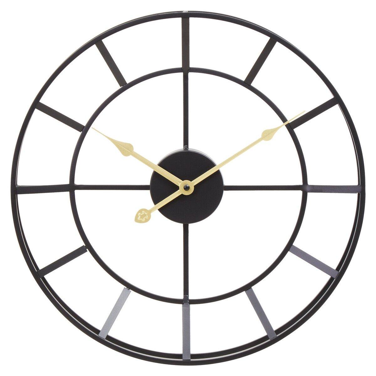 Black Gold - Premier Housewares - Kent 40cm Dia Small Black Finish Metal Wall Clock - 5