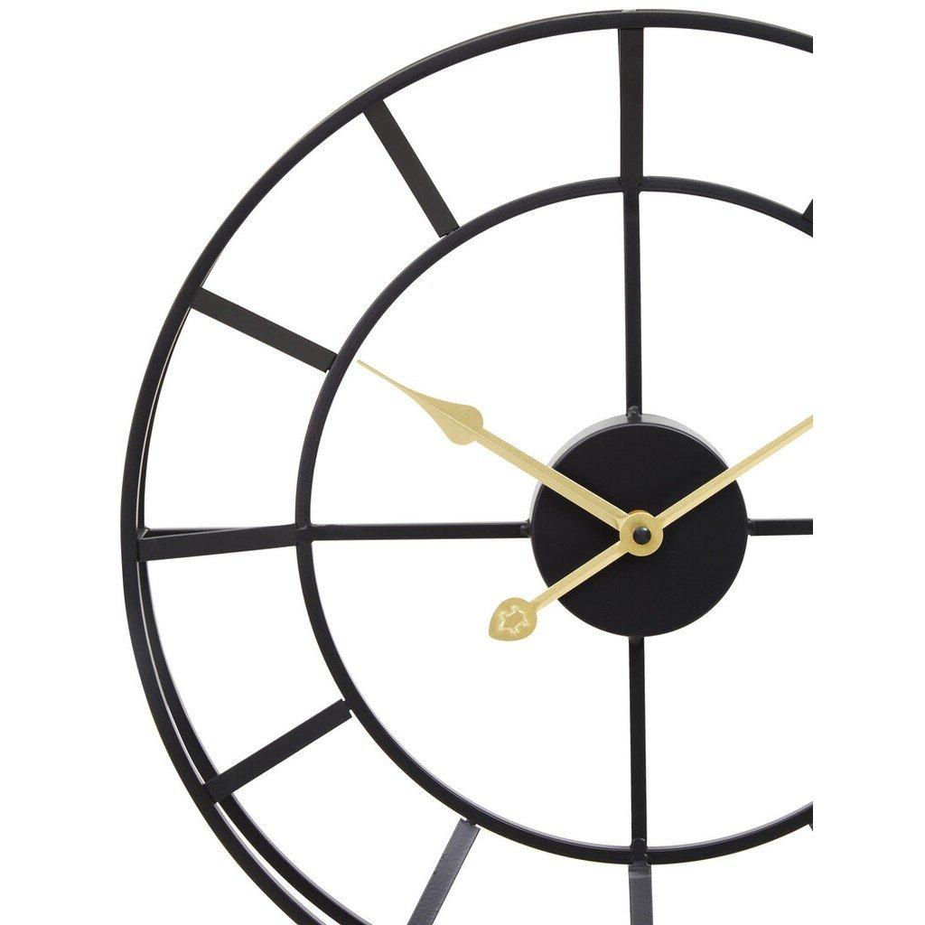 Black Gold - Premier Housewares - Kent 40cm Dia Small Black Finish Metal Wall Clock - 6