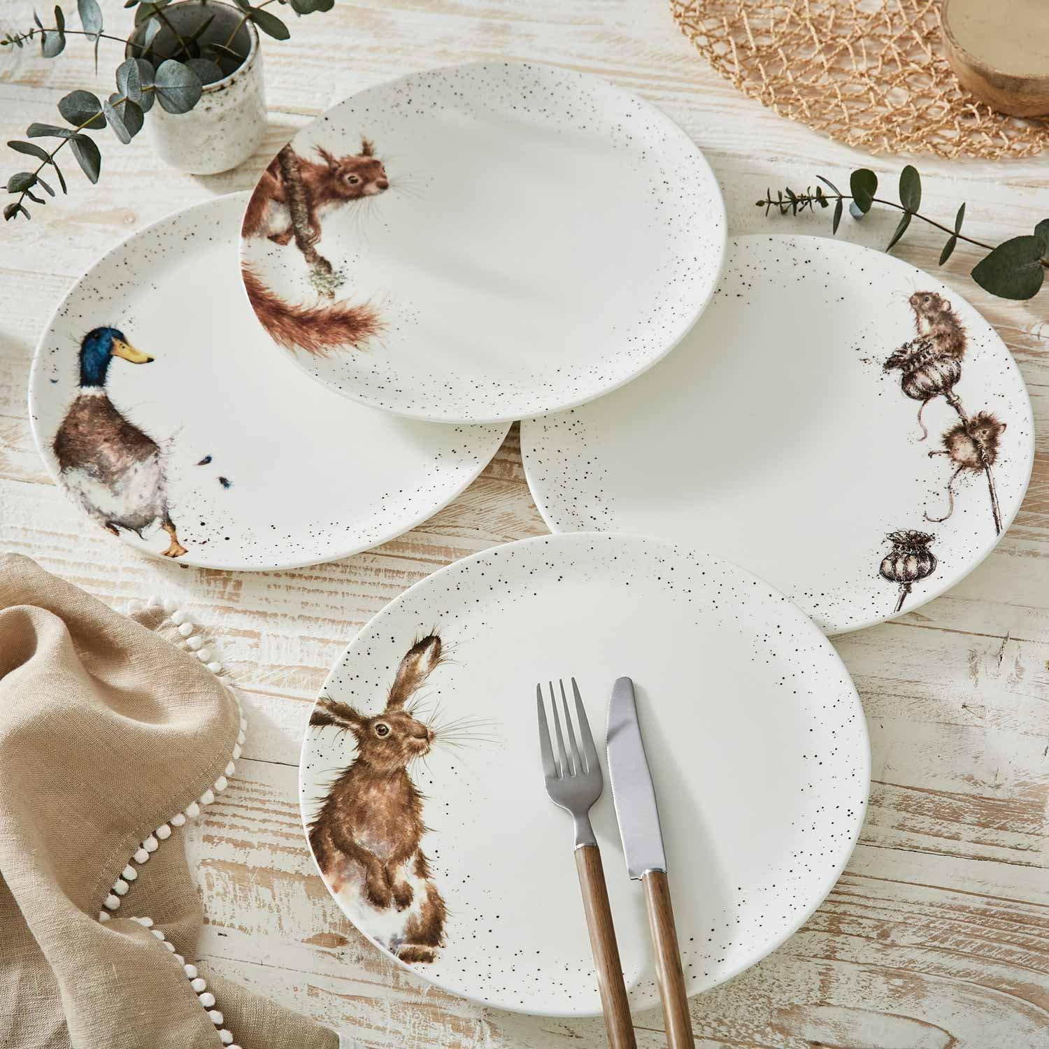 White - Royal Worcester Wrendale - Wrendale Designs Set of 4 Dinner Plates - 3