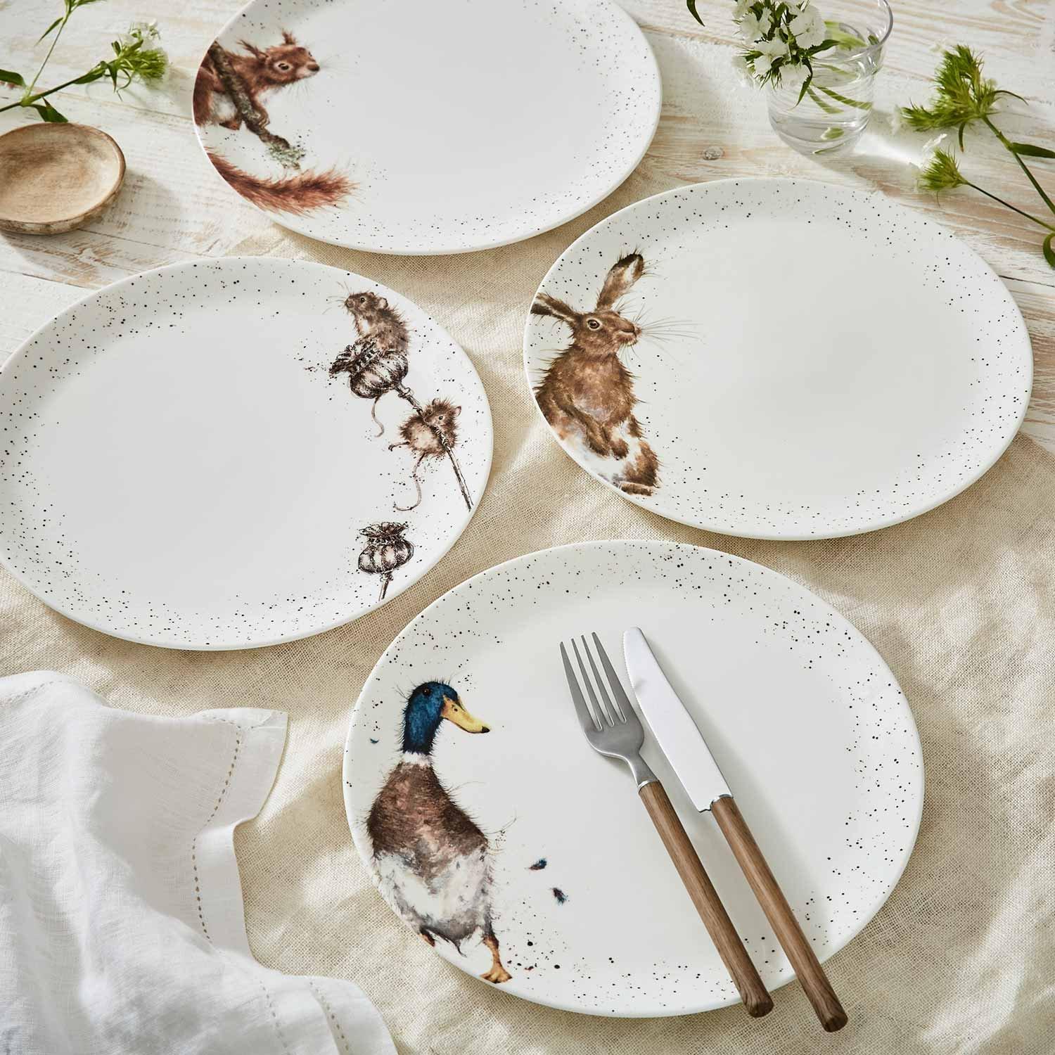 White - Royal Worcester Wrendale - Wrendale Designs Set of 4 Dinner Plates - 4