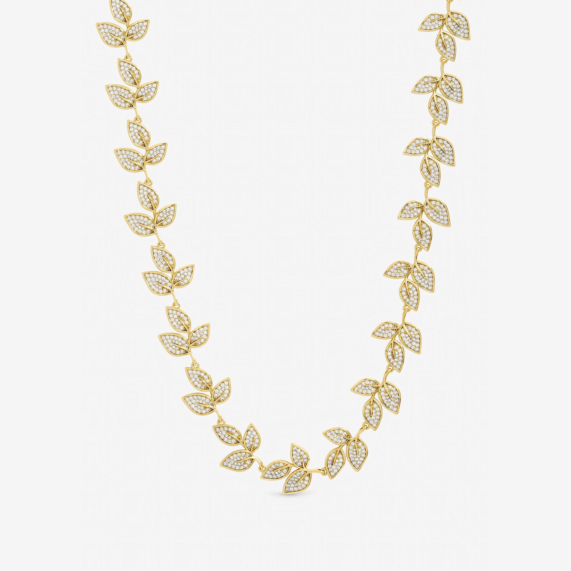 Jon Richard Women's Gold Plated And Cubic Zirconia Leaf Necklace - Silver