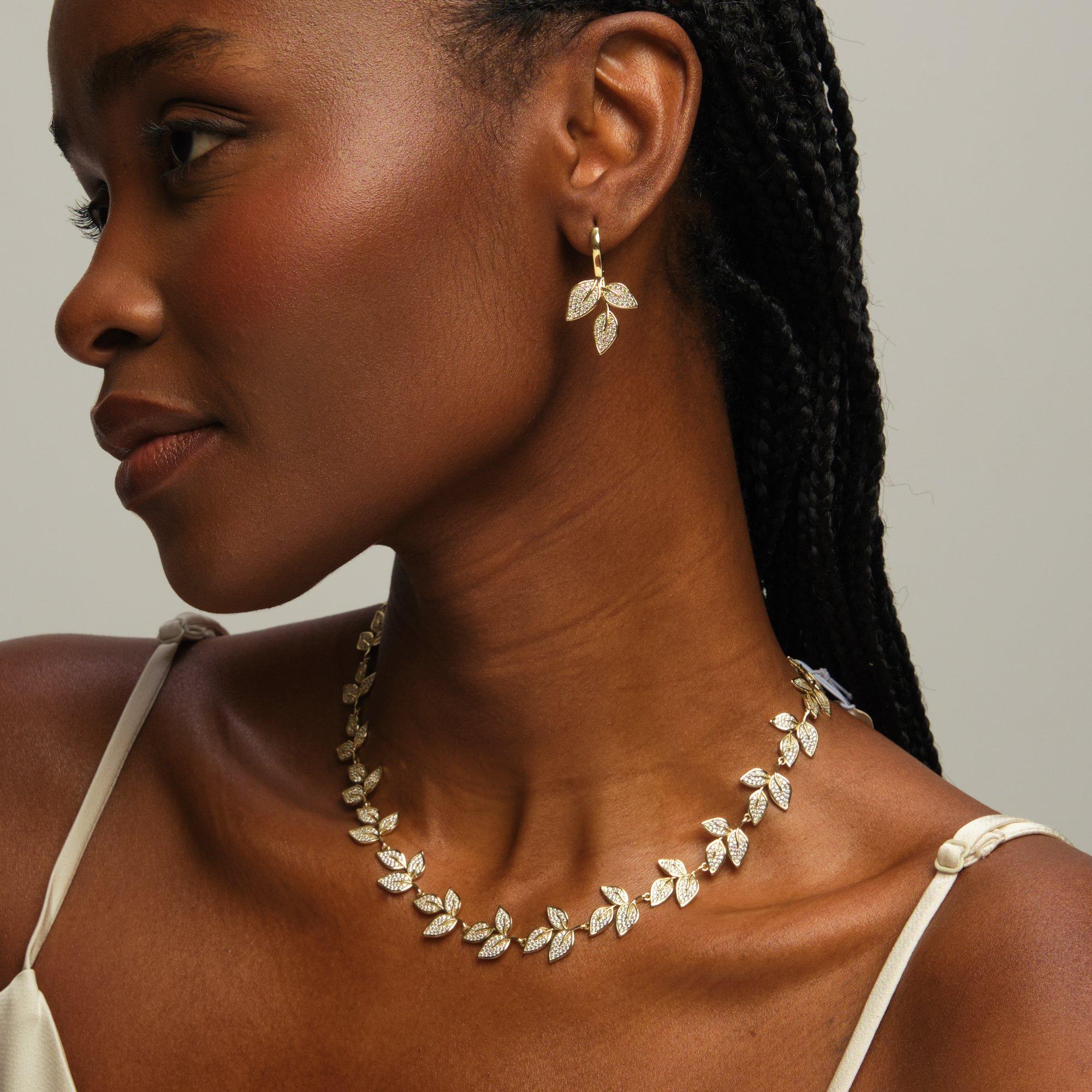 Silver - Jon Richard - Gold Plated and Cubic Zirconia Leaf Necklace - 2