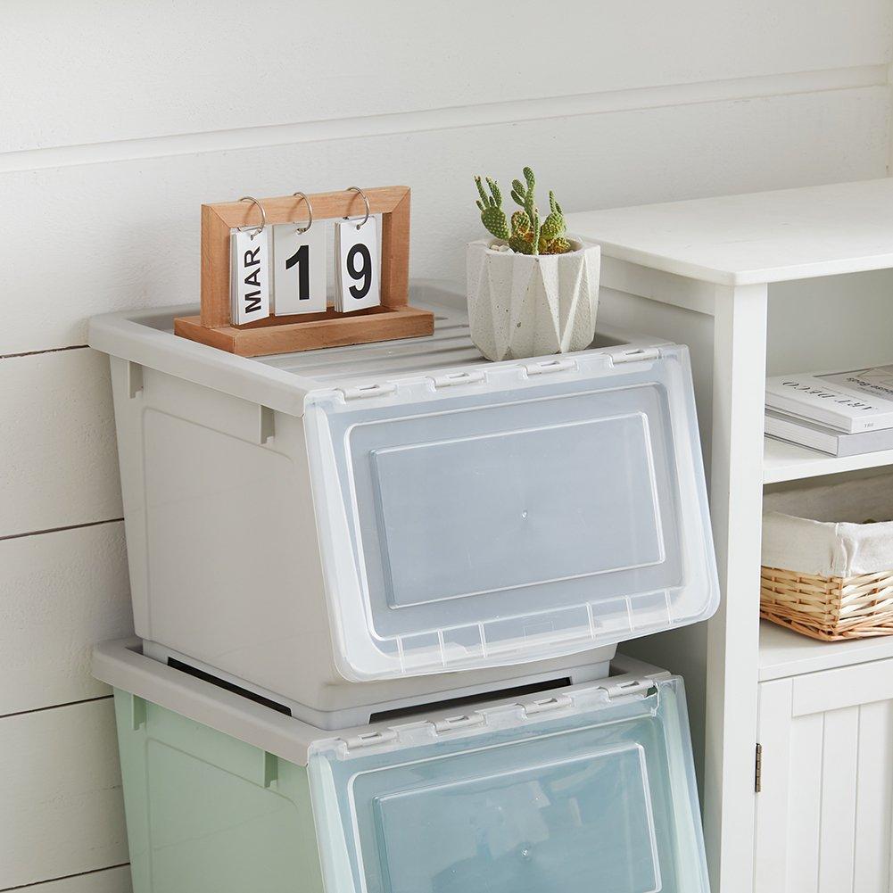 LIFE IDEAS Stackable Plastic Storage Box with Lid and Wheels