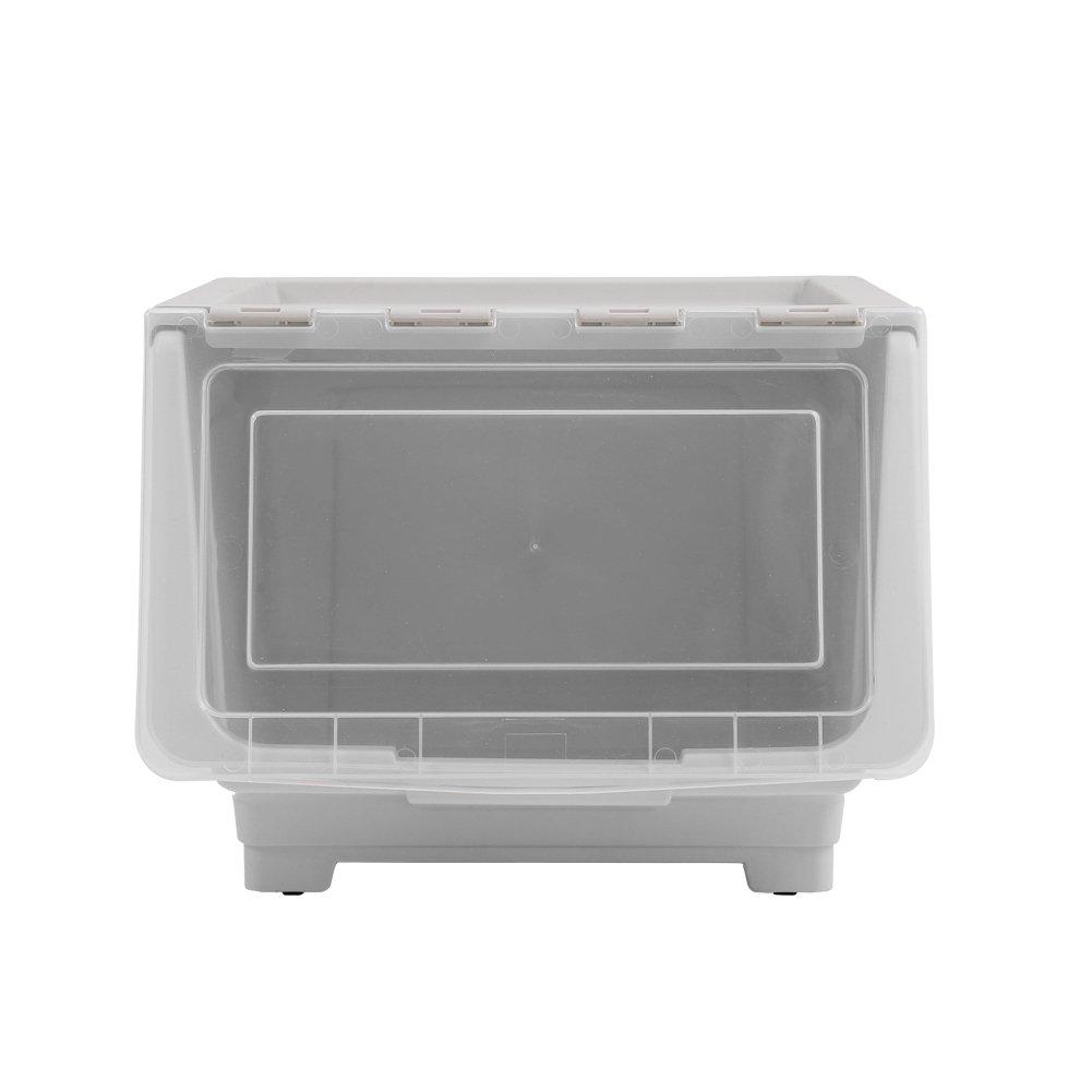 Grey - LIFE IDEAS - Stackable Plastic Storage Box with Lid and Wheels - 4