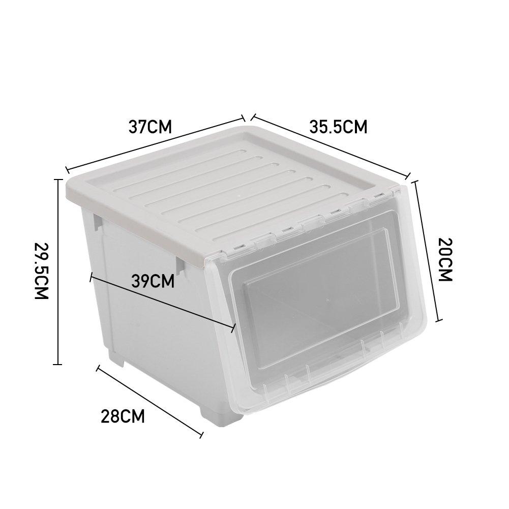 Grey - LIFE IDEAS - Stackable Plastic Storage Box with Lid and Wheels - 8
