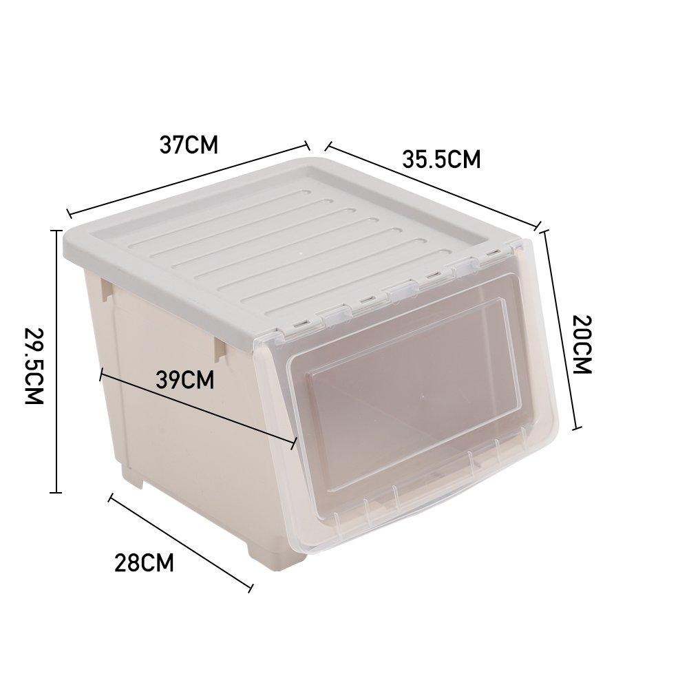 Beige - LIFE IDEAS - Stackable Plastic Storage Box with Lid and Wheels - 8