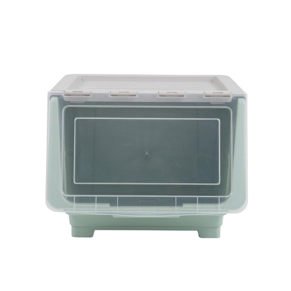 Green - LIFE IDEAS - Stackable Plastic Storage Box with Lid and Wheels - 4